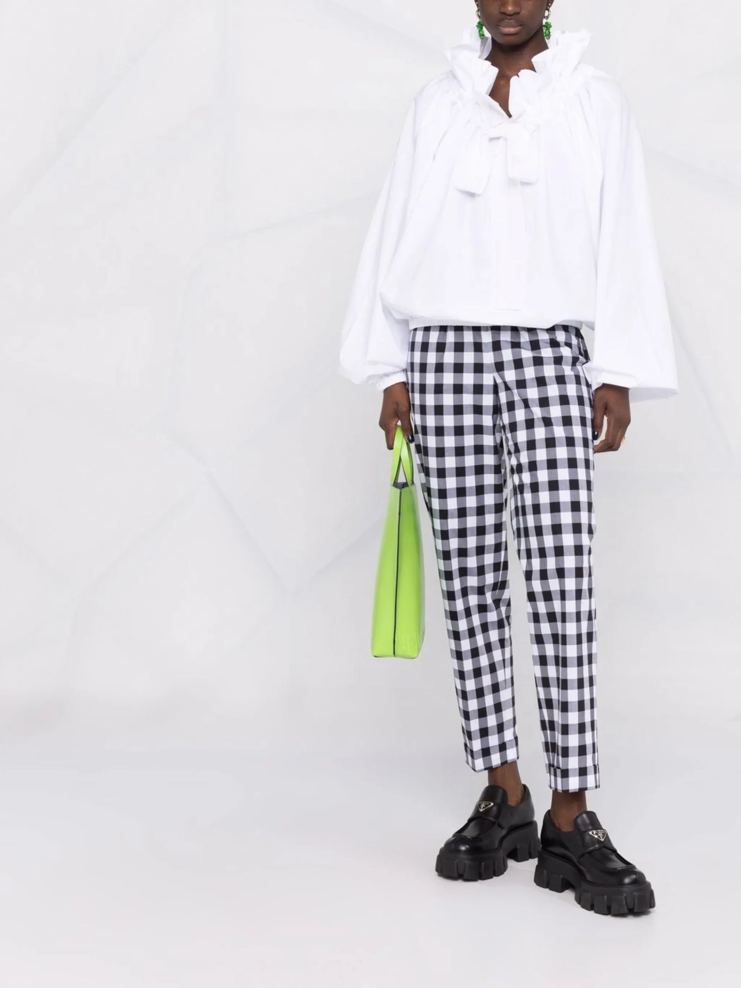 puff-sleeve poplin blouse