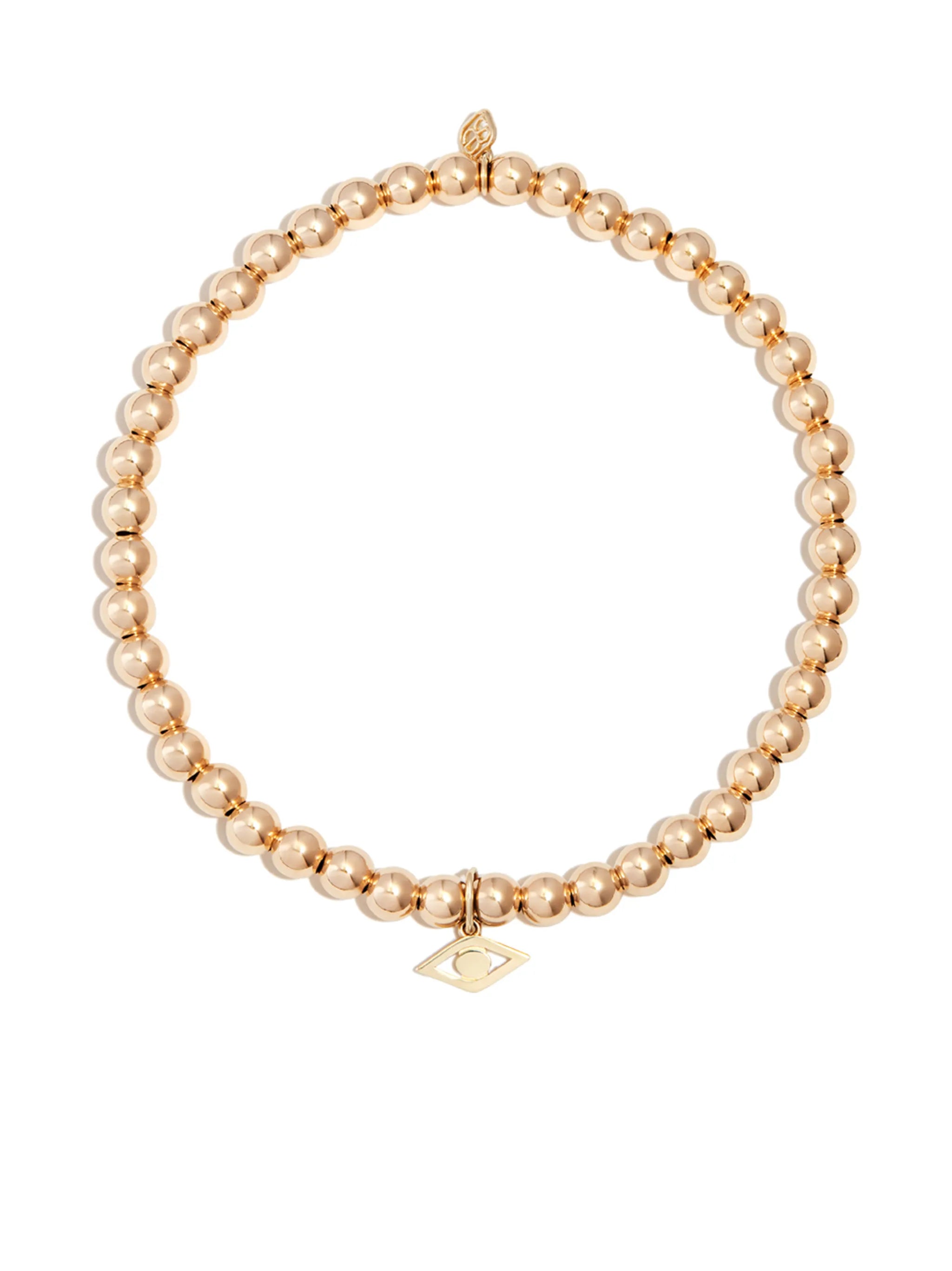 14kt yellow gold Evil Eye charm bracelet