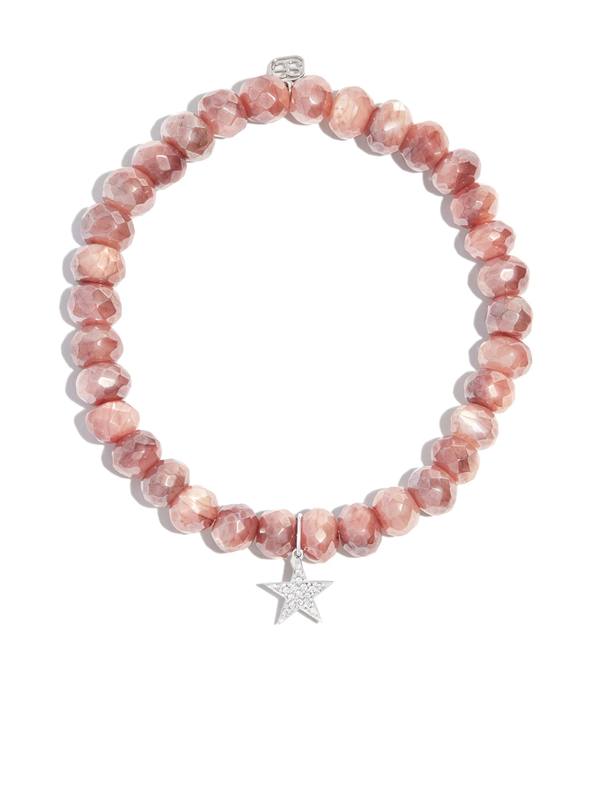 14kt white gold star charm beaded bracelet