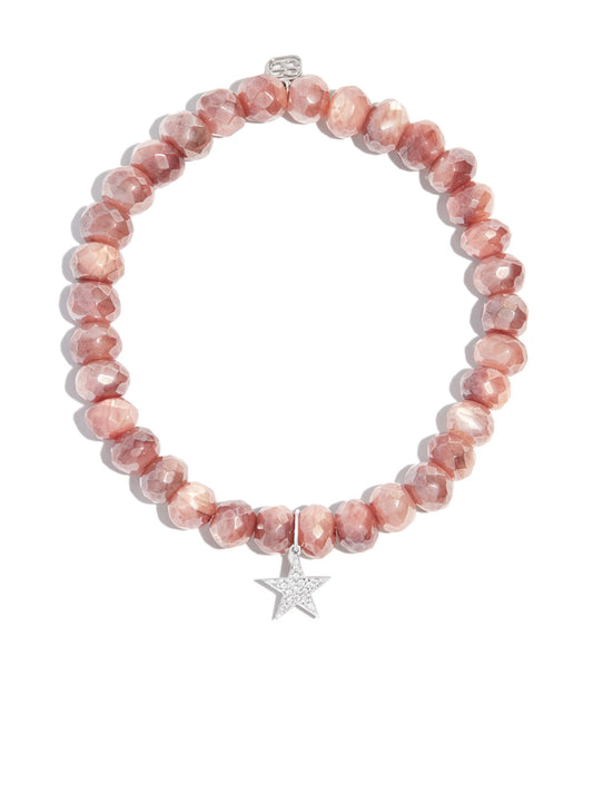 14kt white gold star charm beaded bracelet