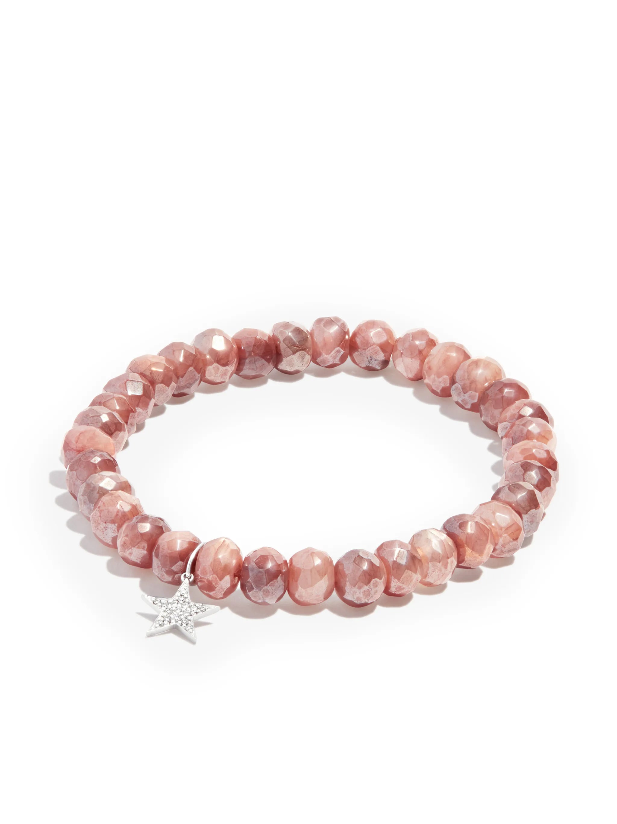 14kt white gold star charm beaded bracelet