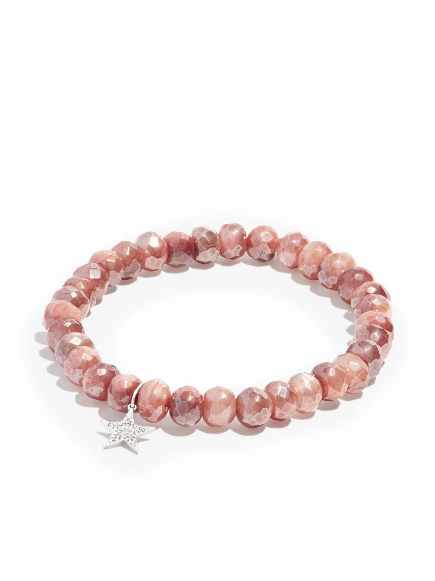 14kt white gold star charm beaded bracelet