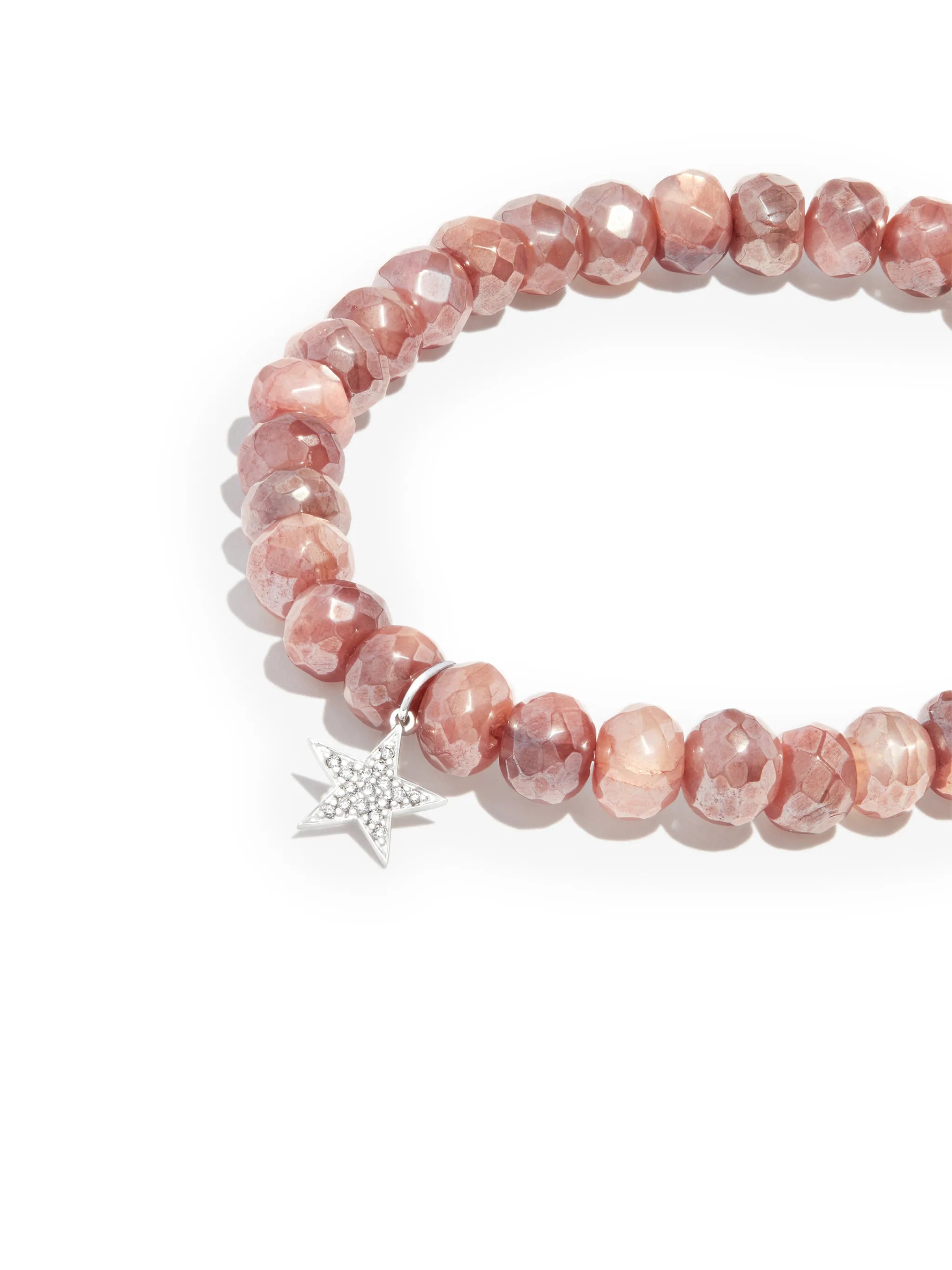14kt white gold star charm beaded bracelet