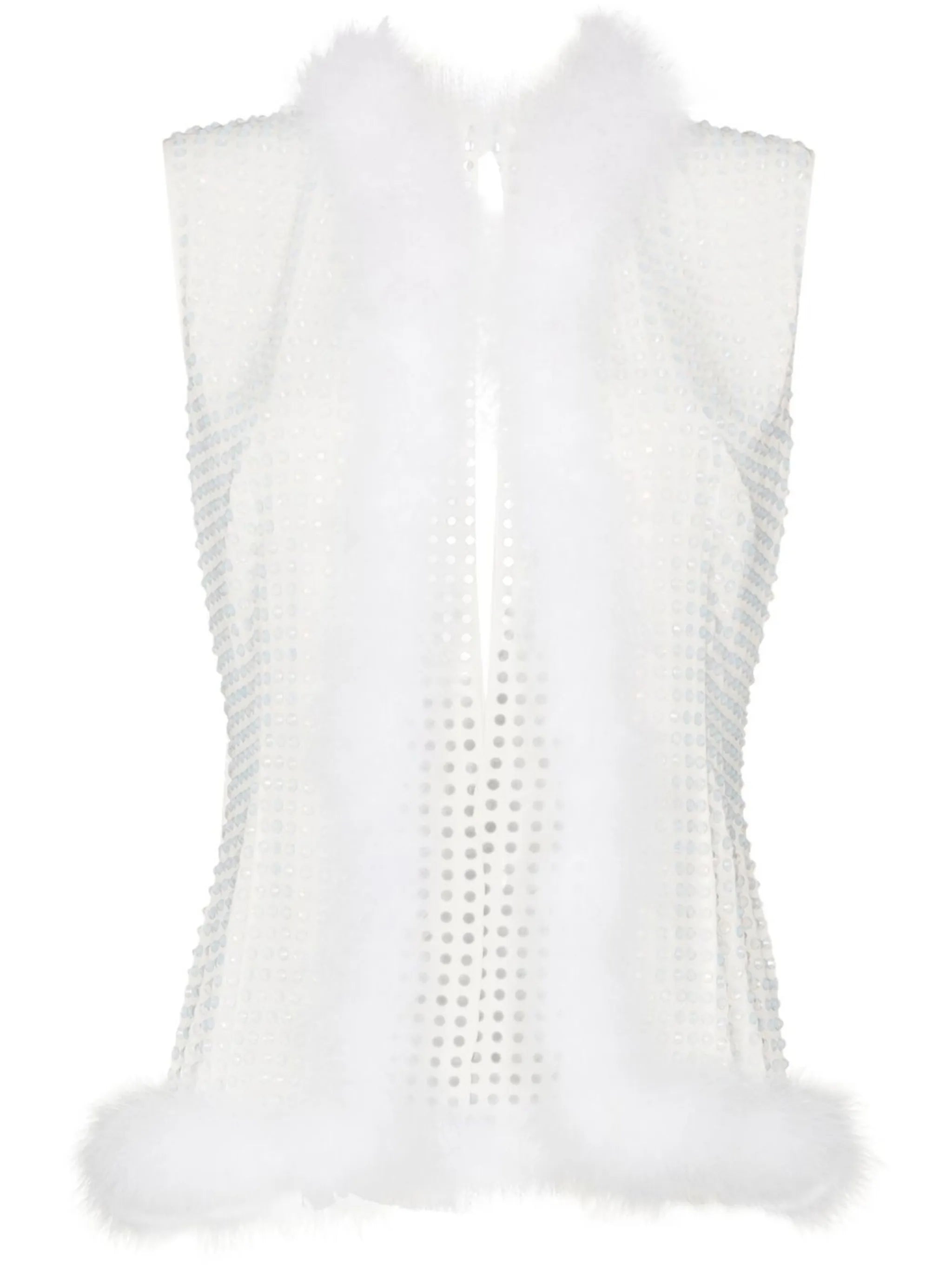 crystal-embellished feather-trim vest