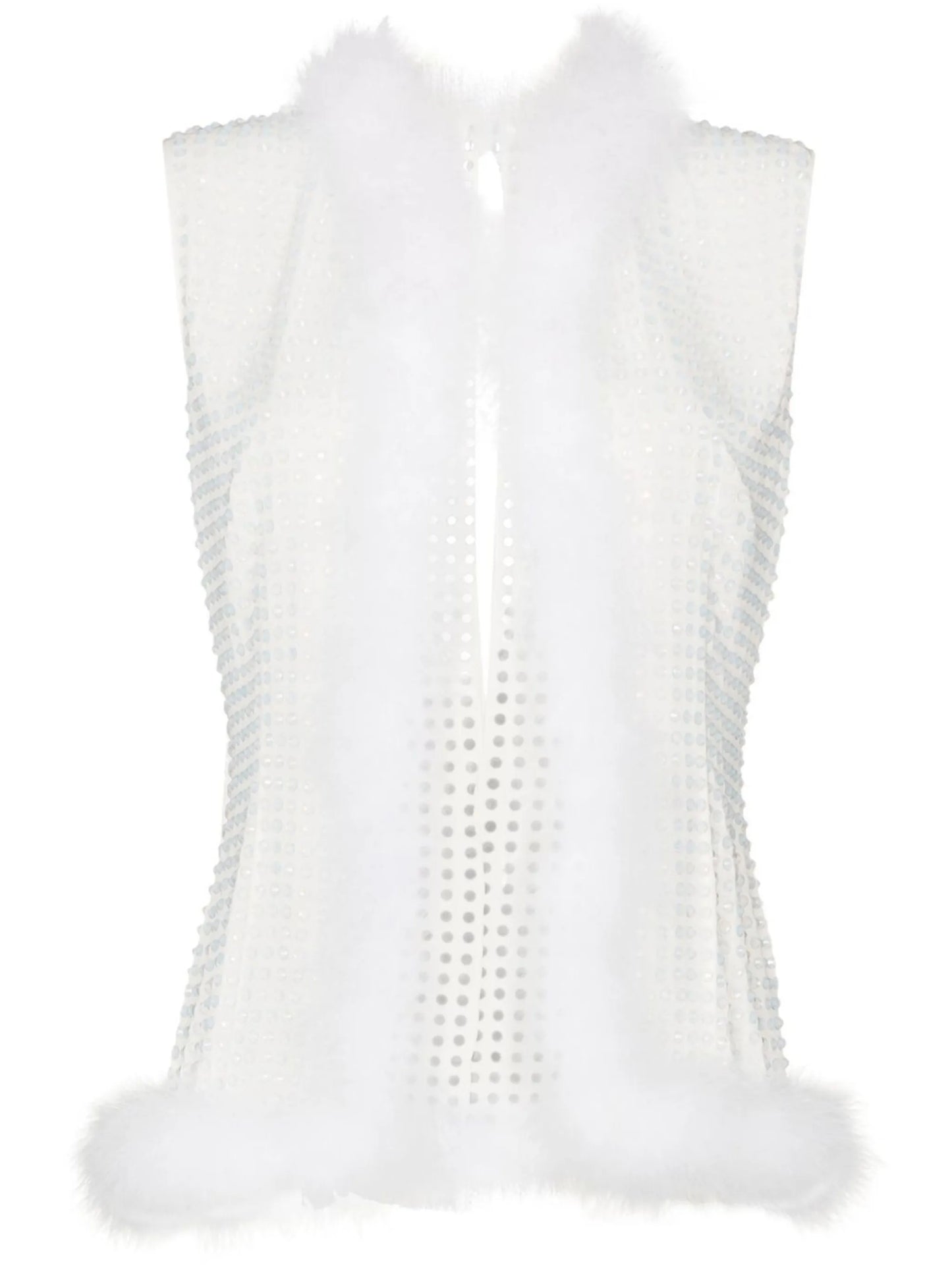 crystal-embellished feather-trim vest