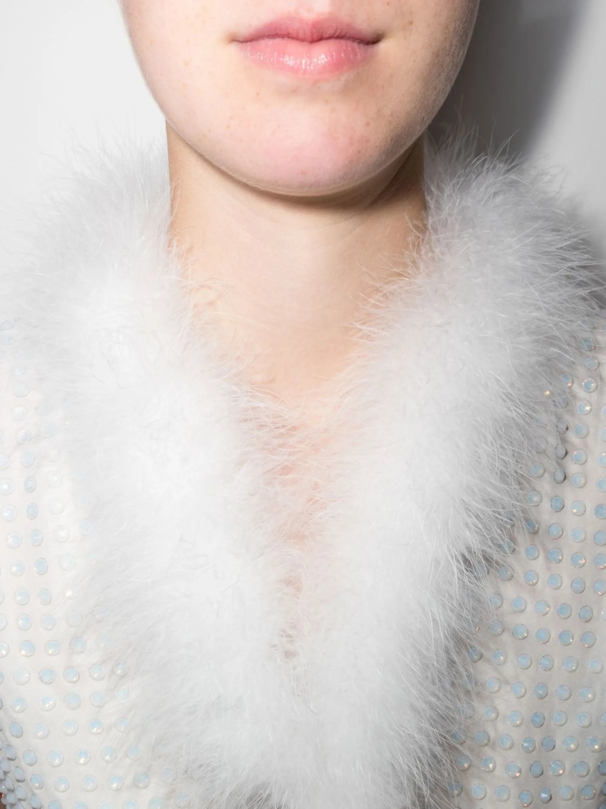 crystal-embellished feather-trim vest