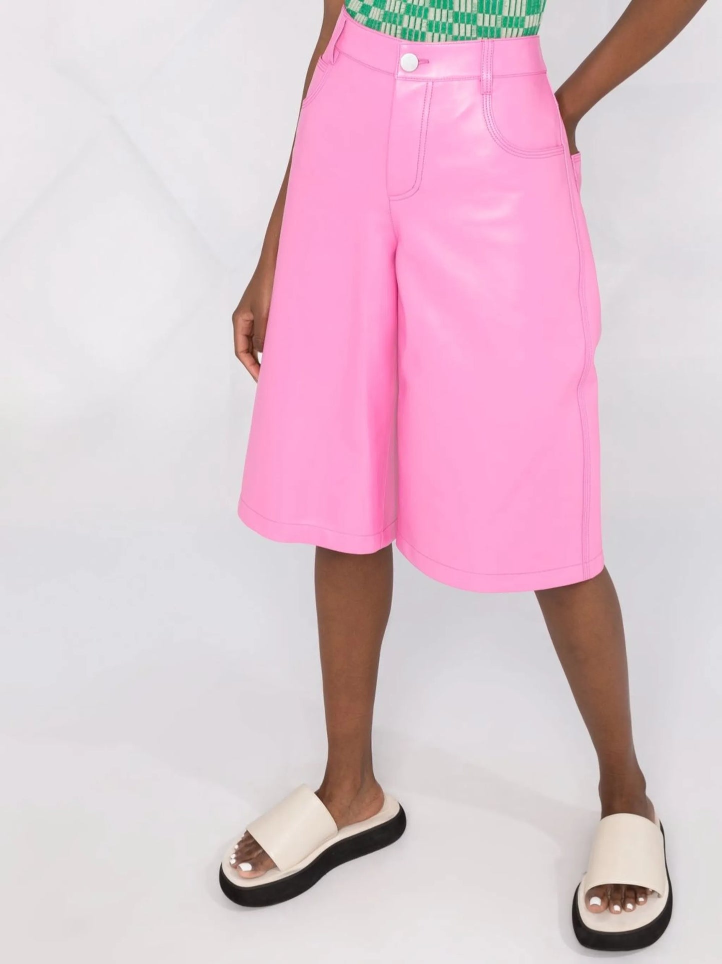 leather Bermuda shorts