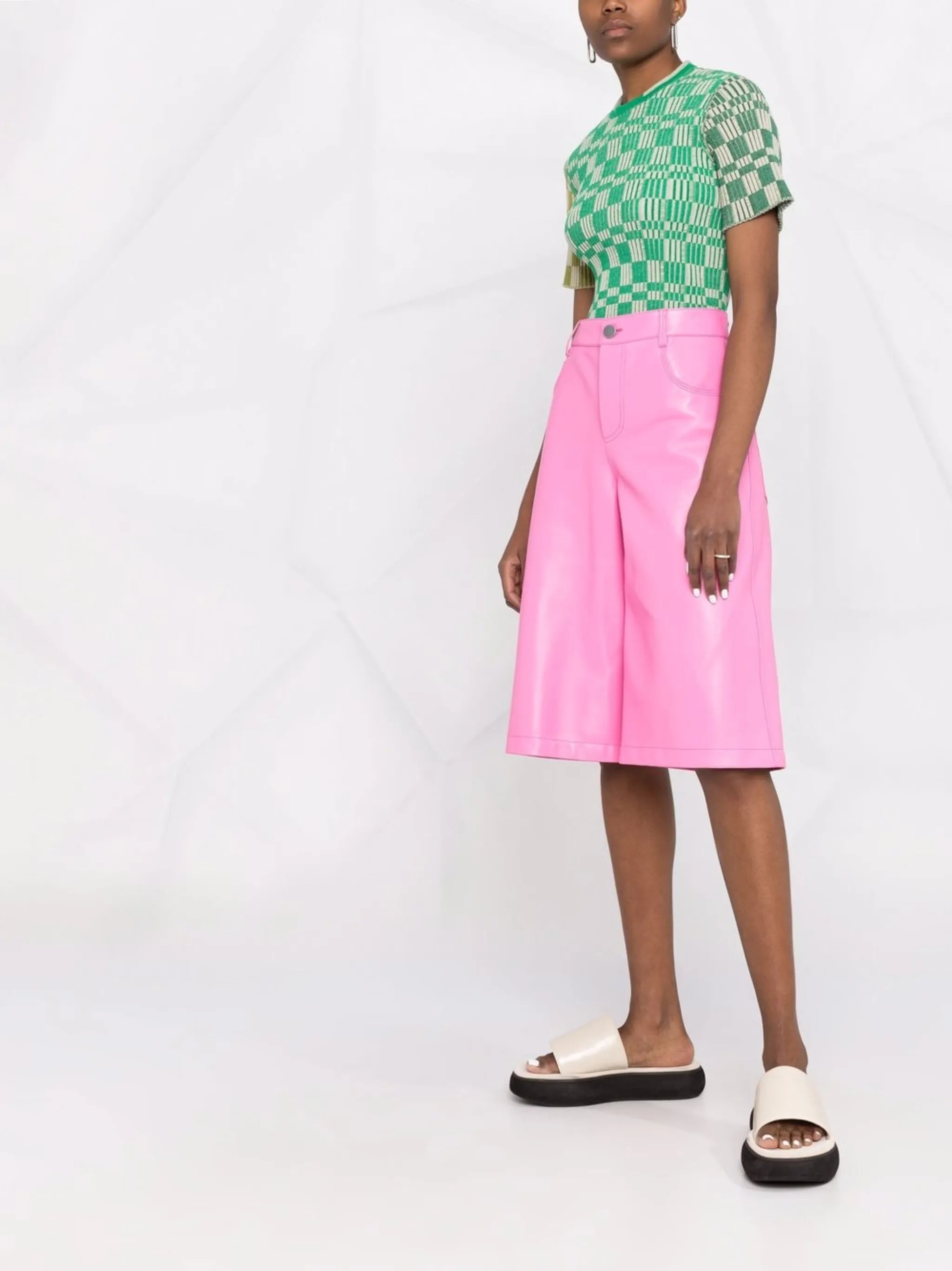 leather Bermuda shorts