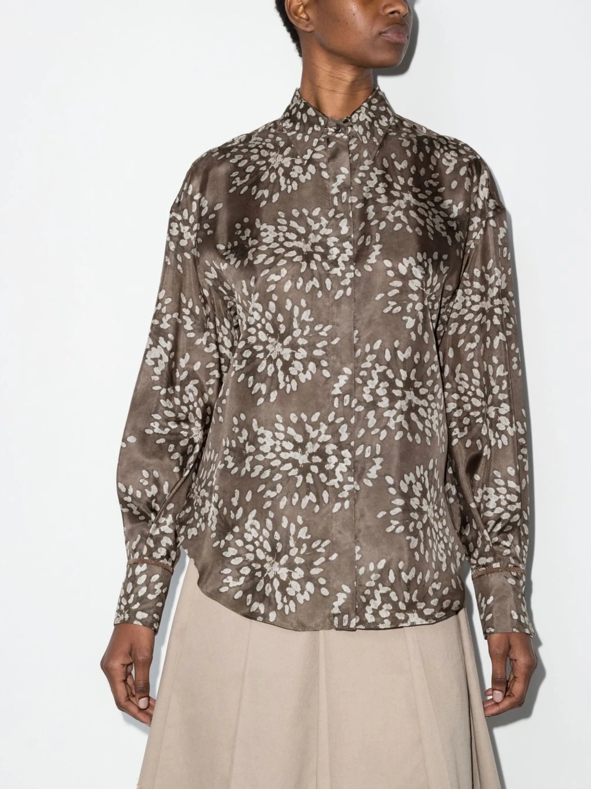 abstract-print silk shirt