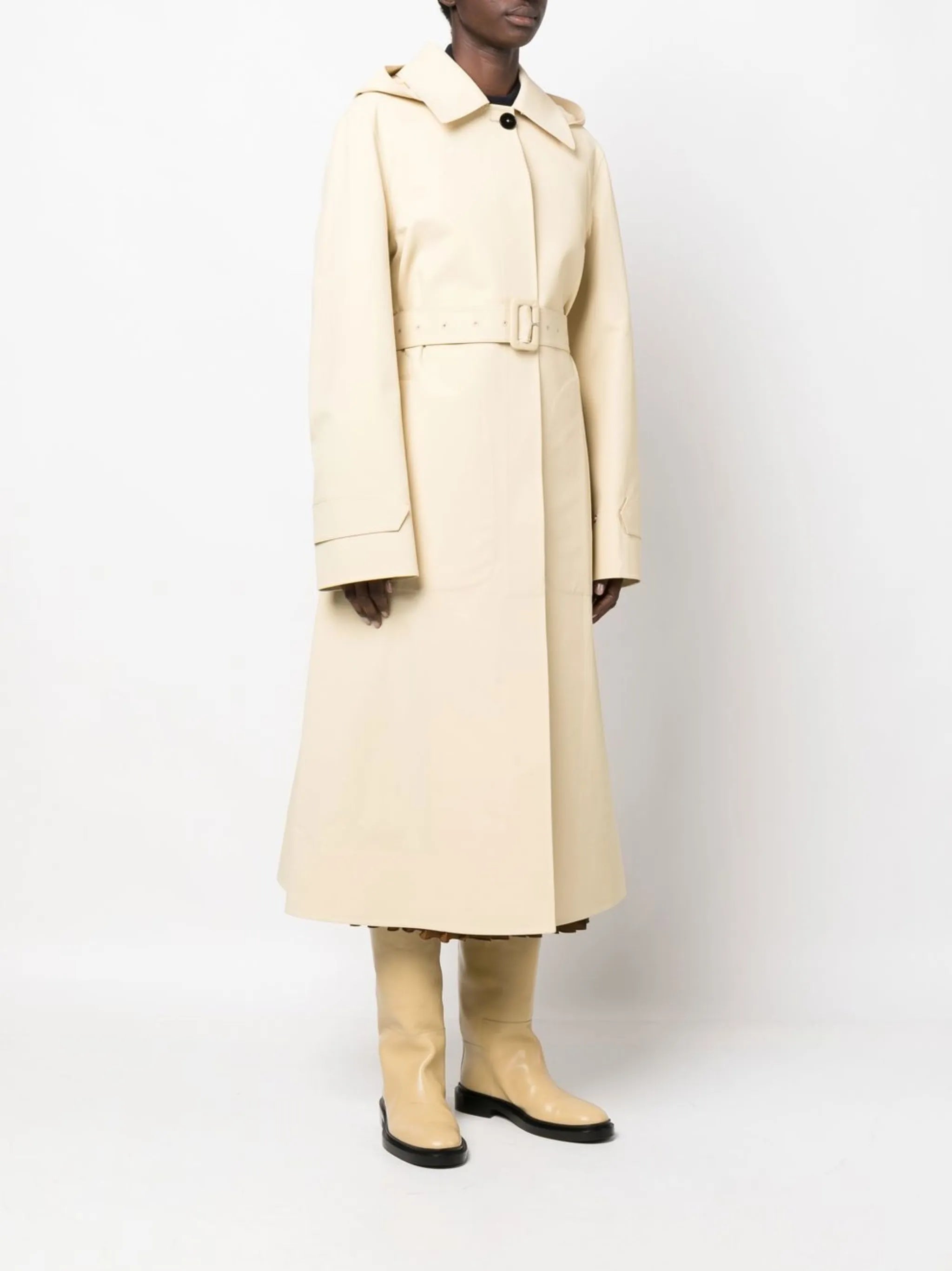 hooded cotton trench coat