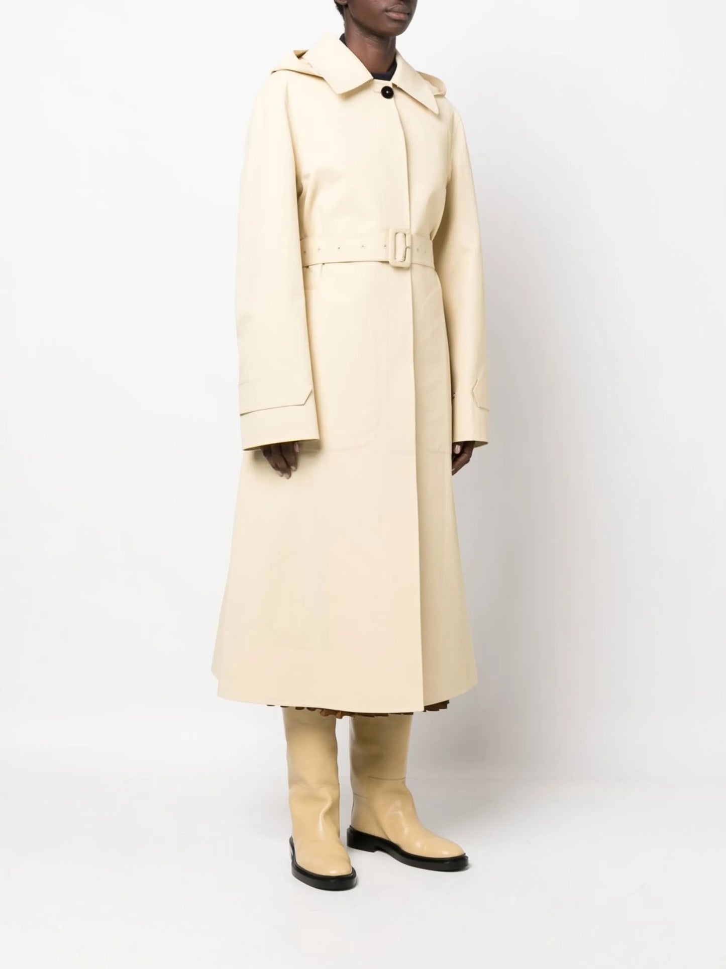 hooded cotton trench coat