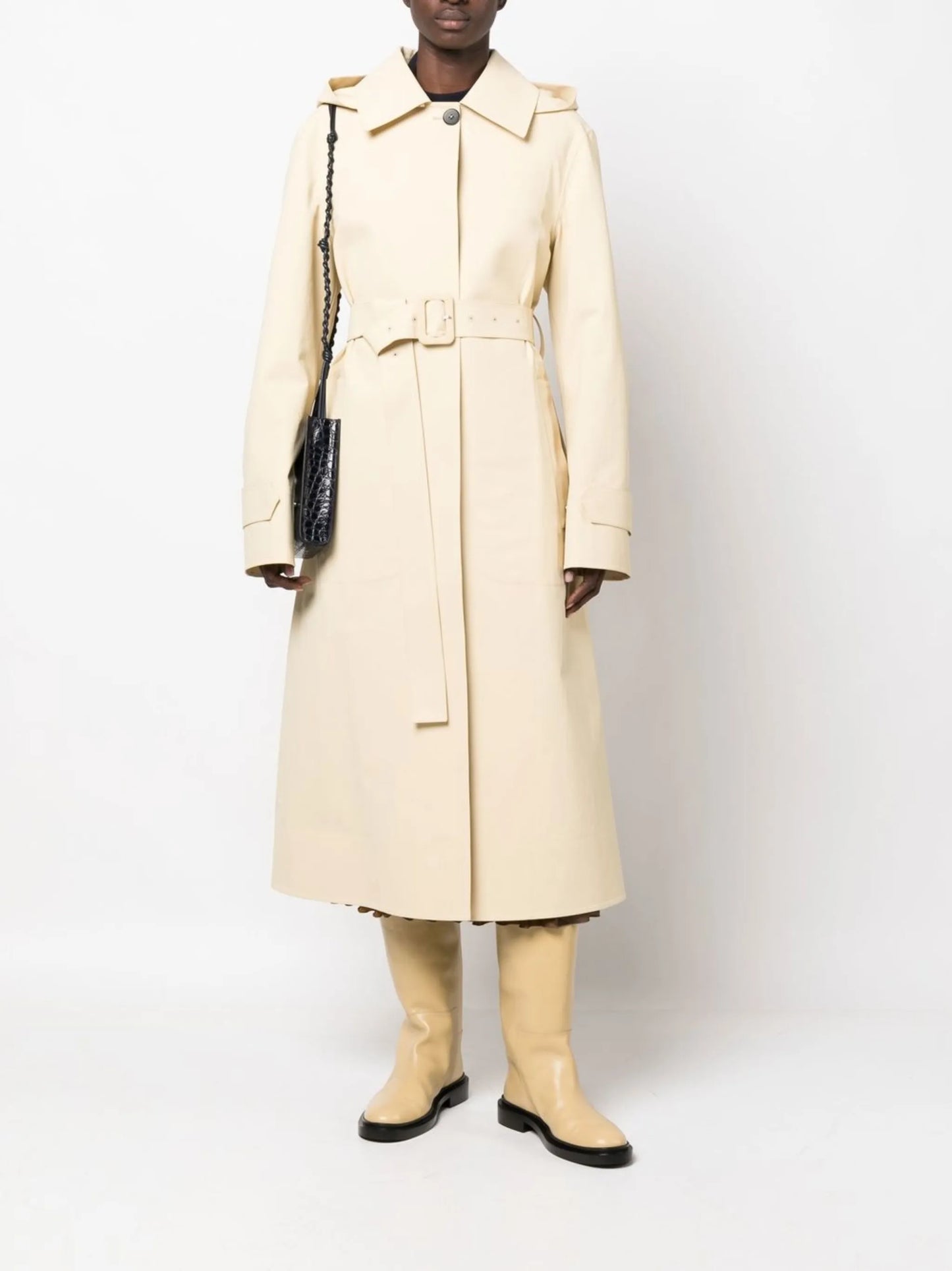 hooded cotton trench coat