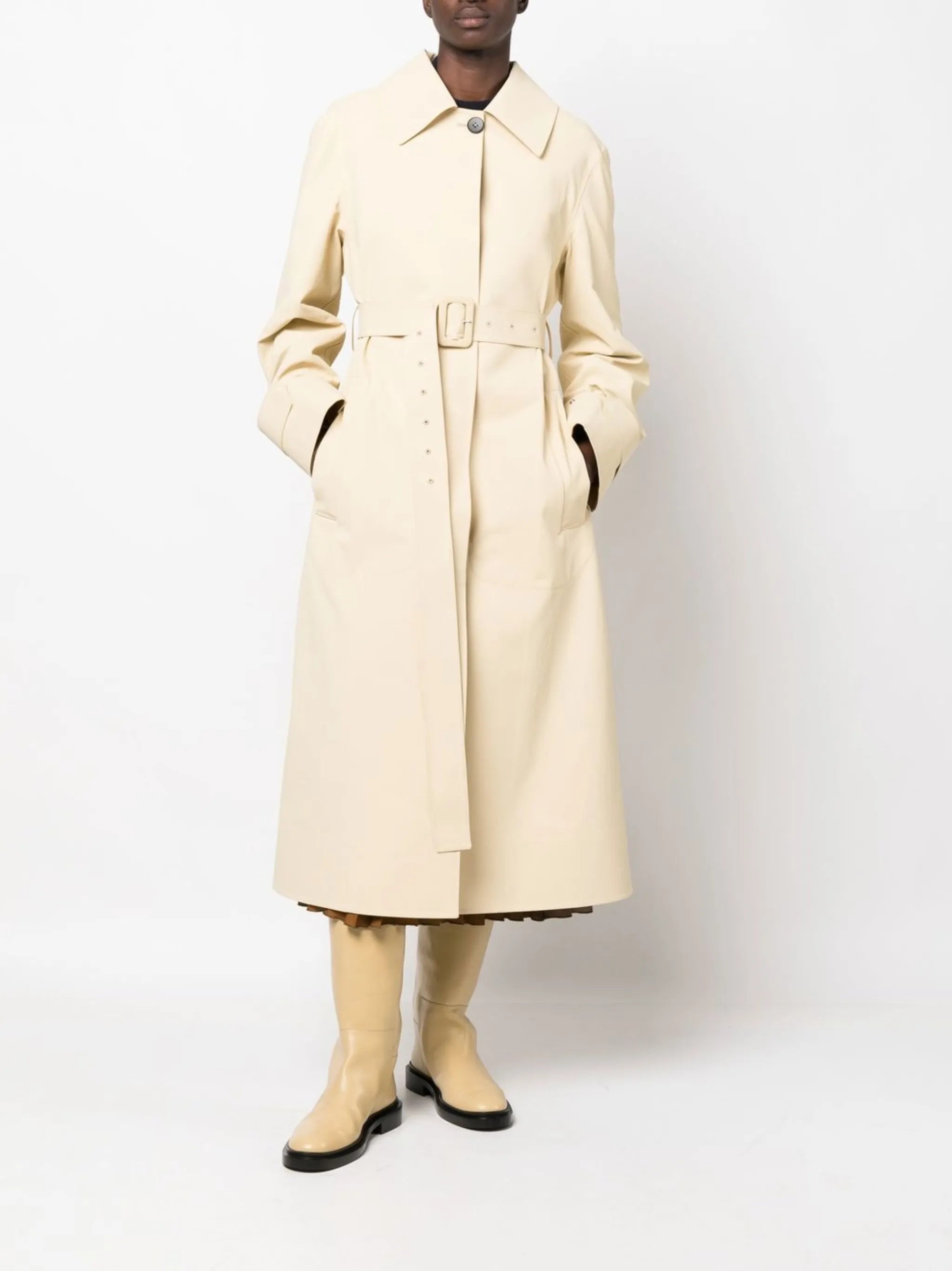 hooded cotton trench coat