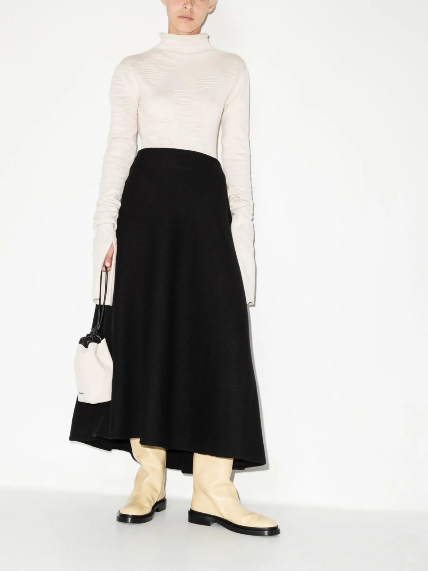 high-waisted A-line skirt