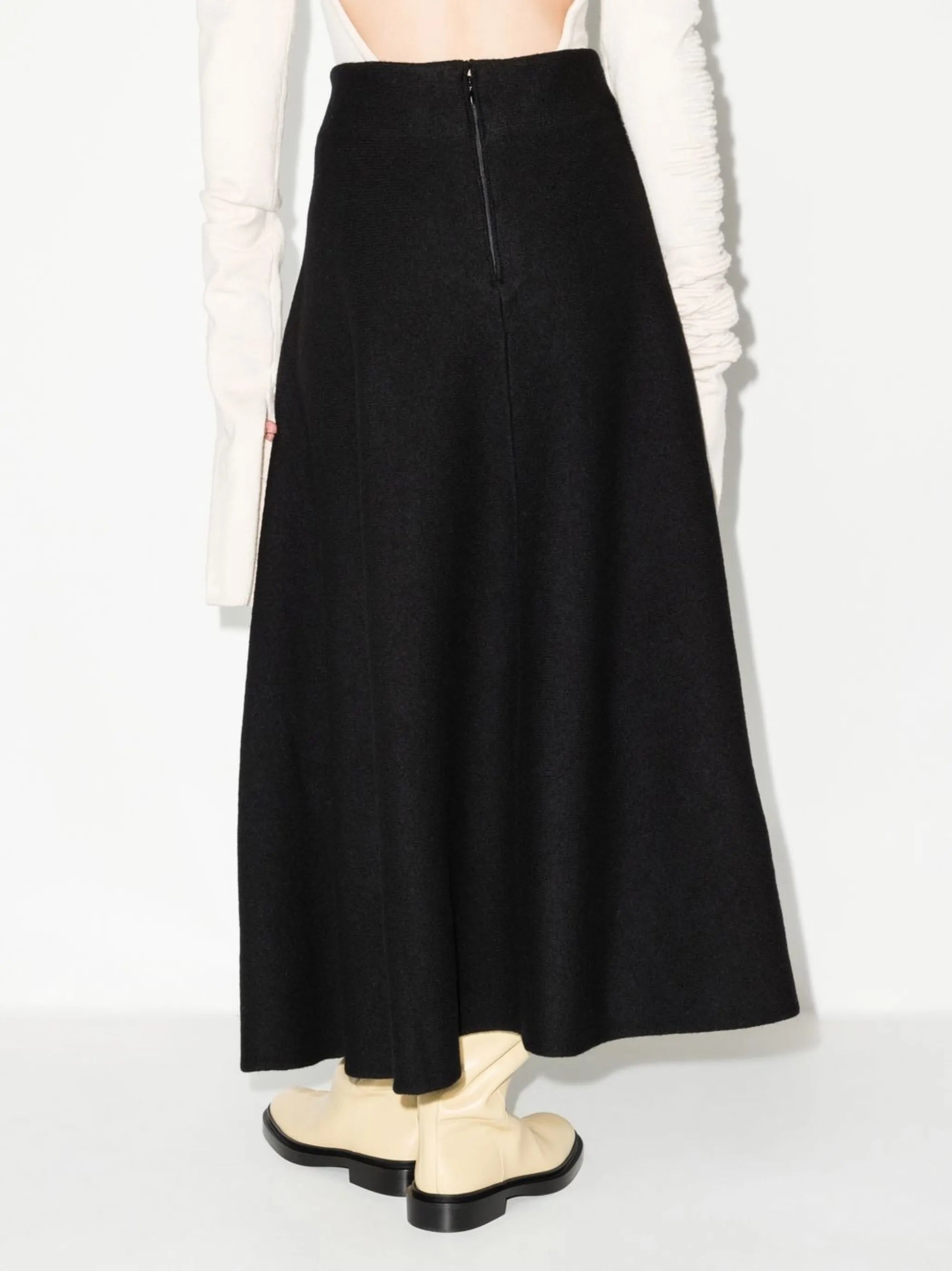 high-waisted A-line skirt