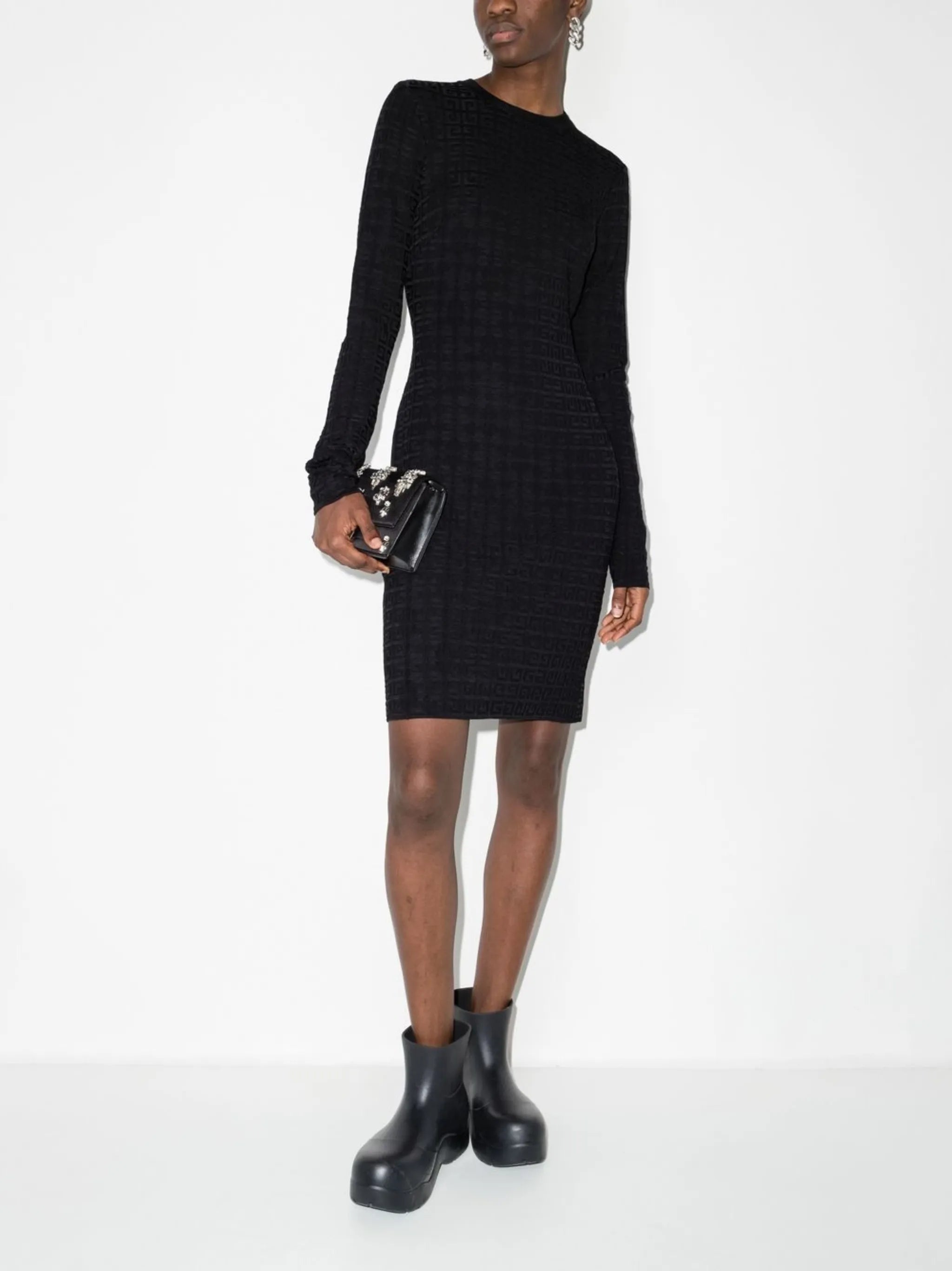 4G jacquard long-sleeved dress