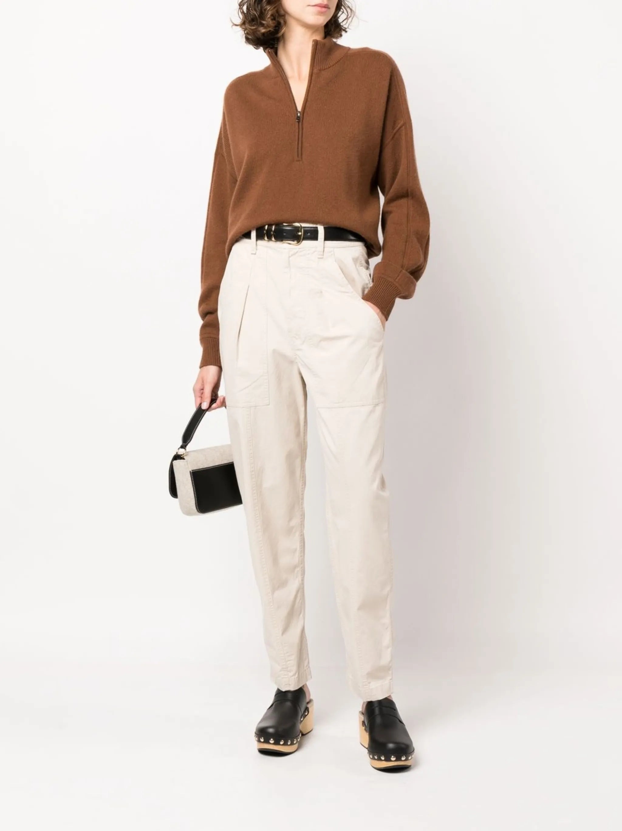 high-waisted tailored trousers