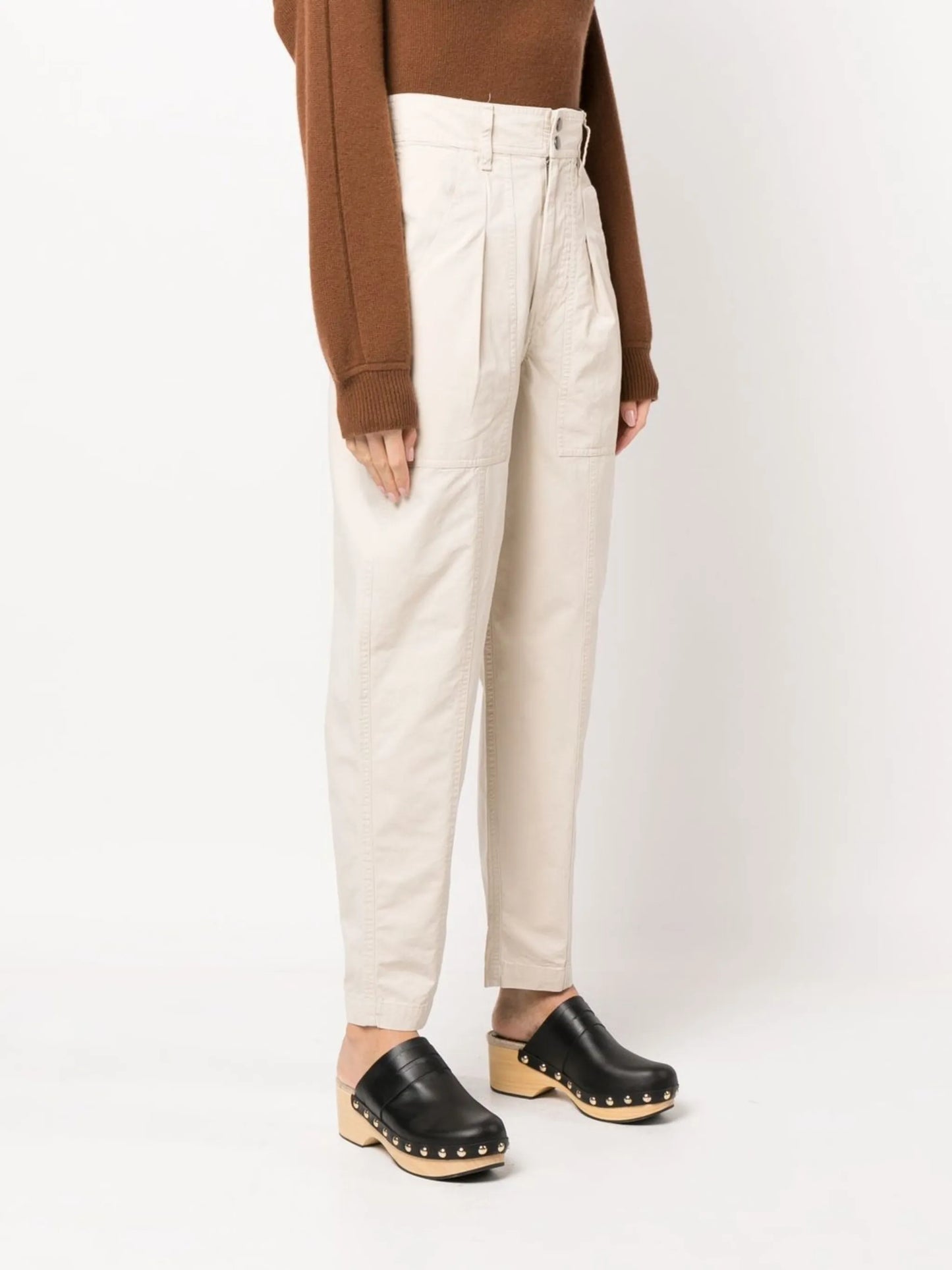 high-waisted tailored trousers