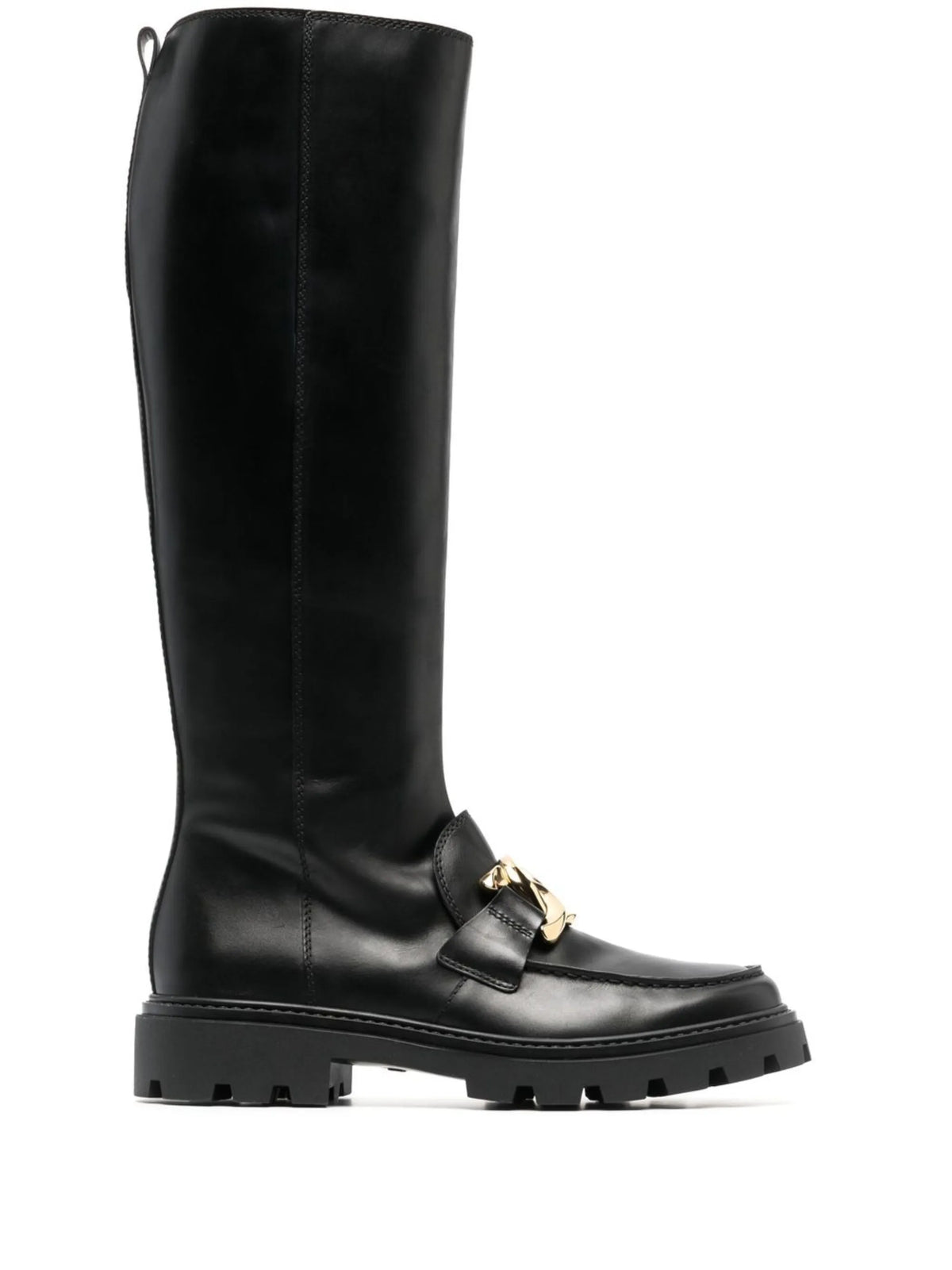 chain-plaque knee-high boots