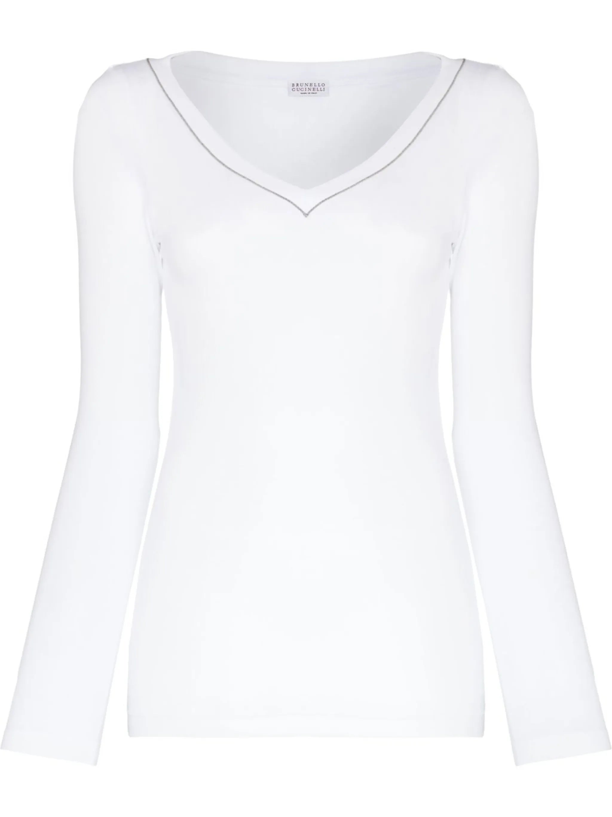 embellished V-neck jersey