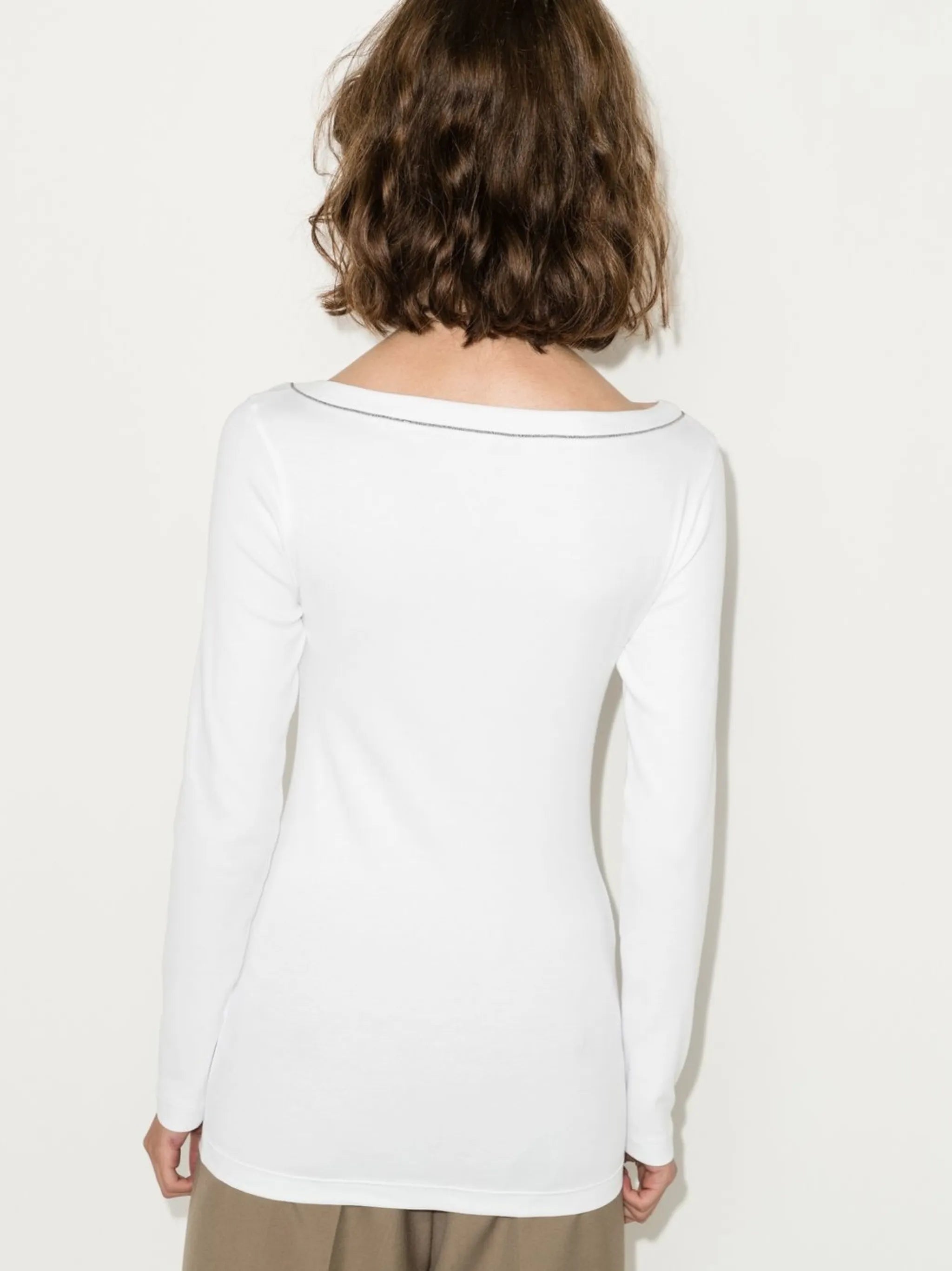 embellished V-neck jersey