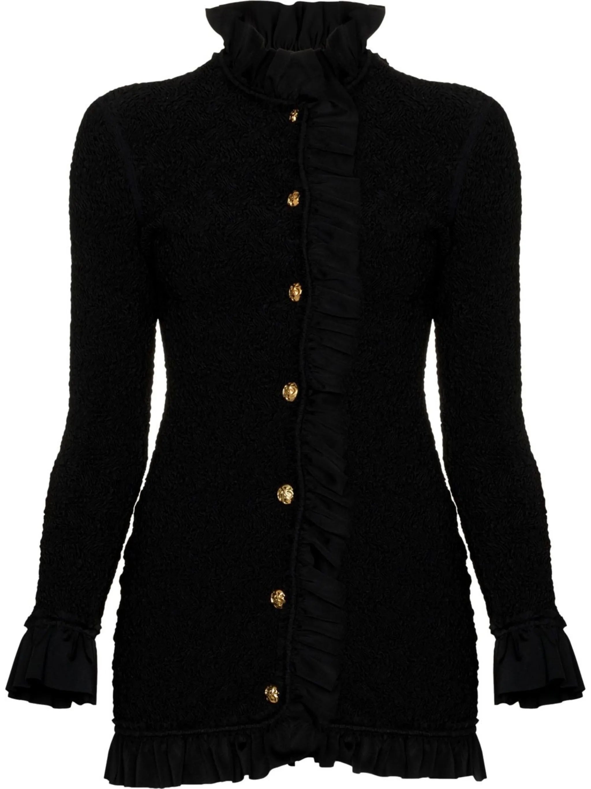 ruffle-trim smocked mini dress