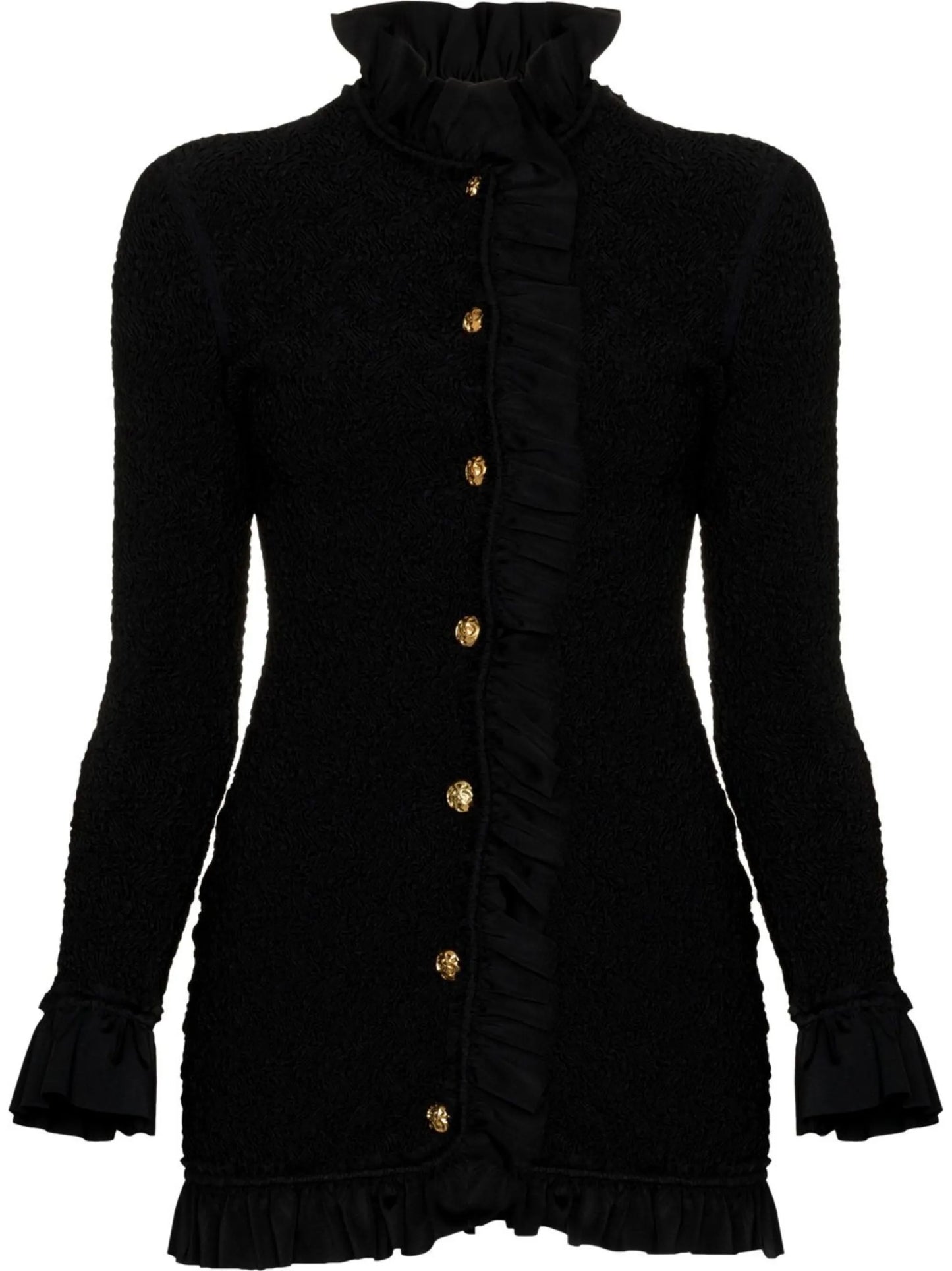 ruffle-trim smocked mini dress