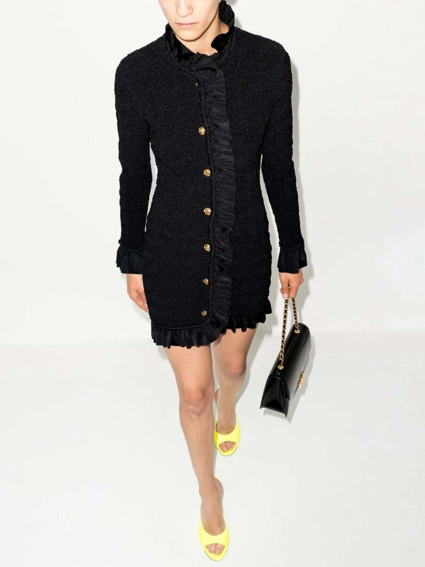 ruffle-trim smocked mini dress