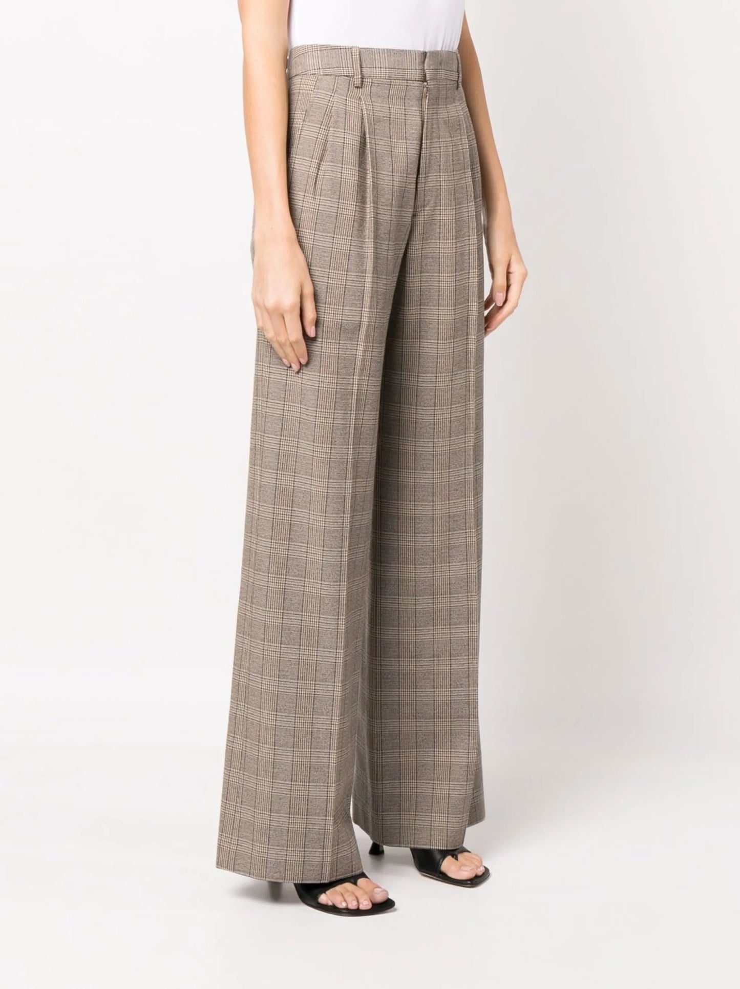 Jessini check-patterned wide leg trousers