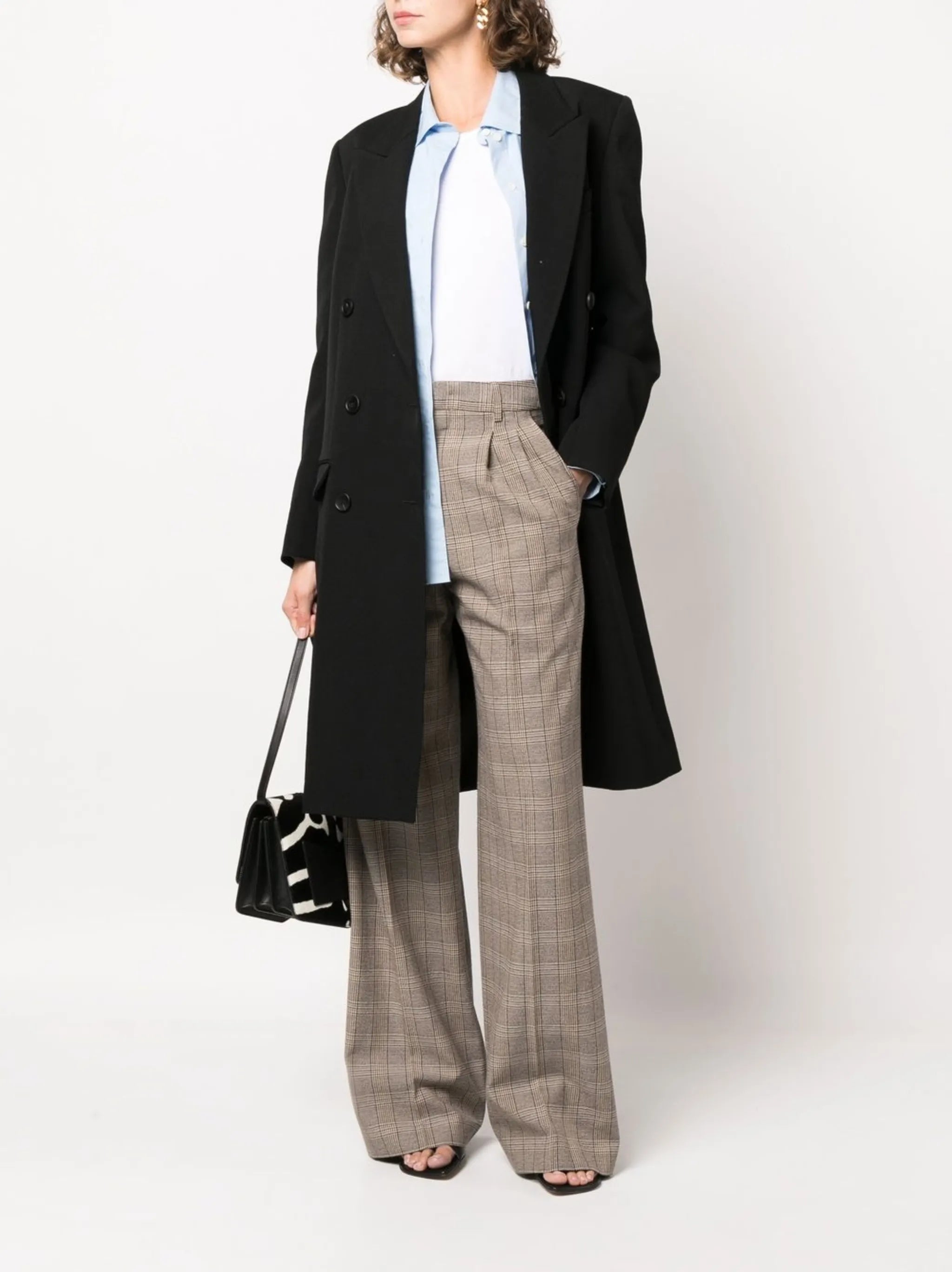 Jessini check-patterned wide leg trousers