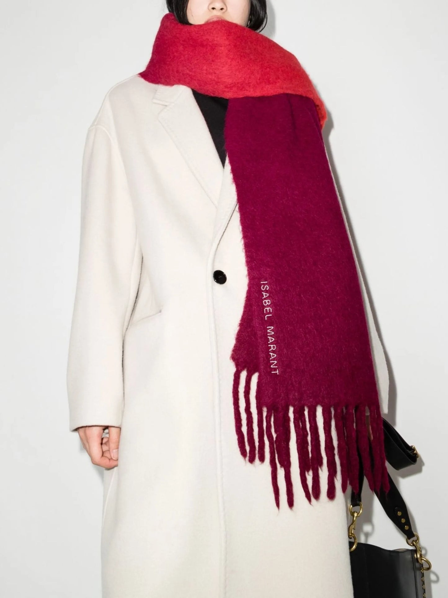 Firna logo-embroidered two-tone scarf