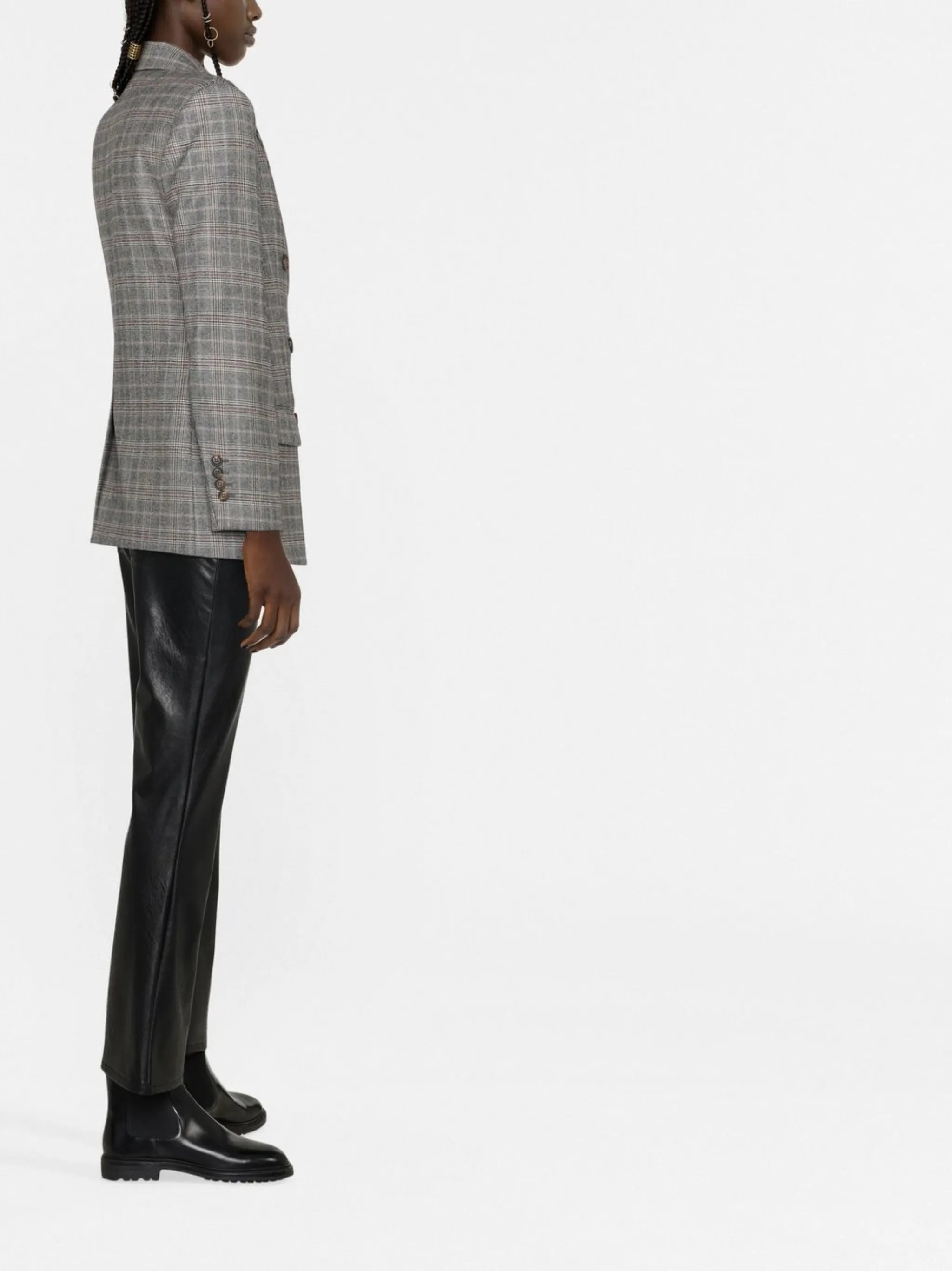 check-pattern double-breasted blazer