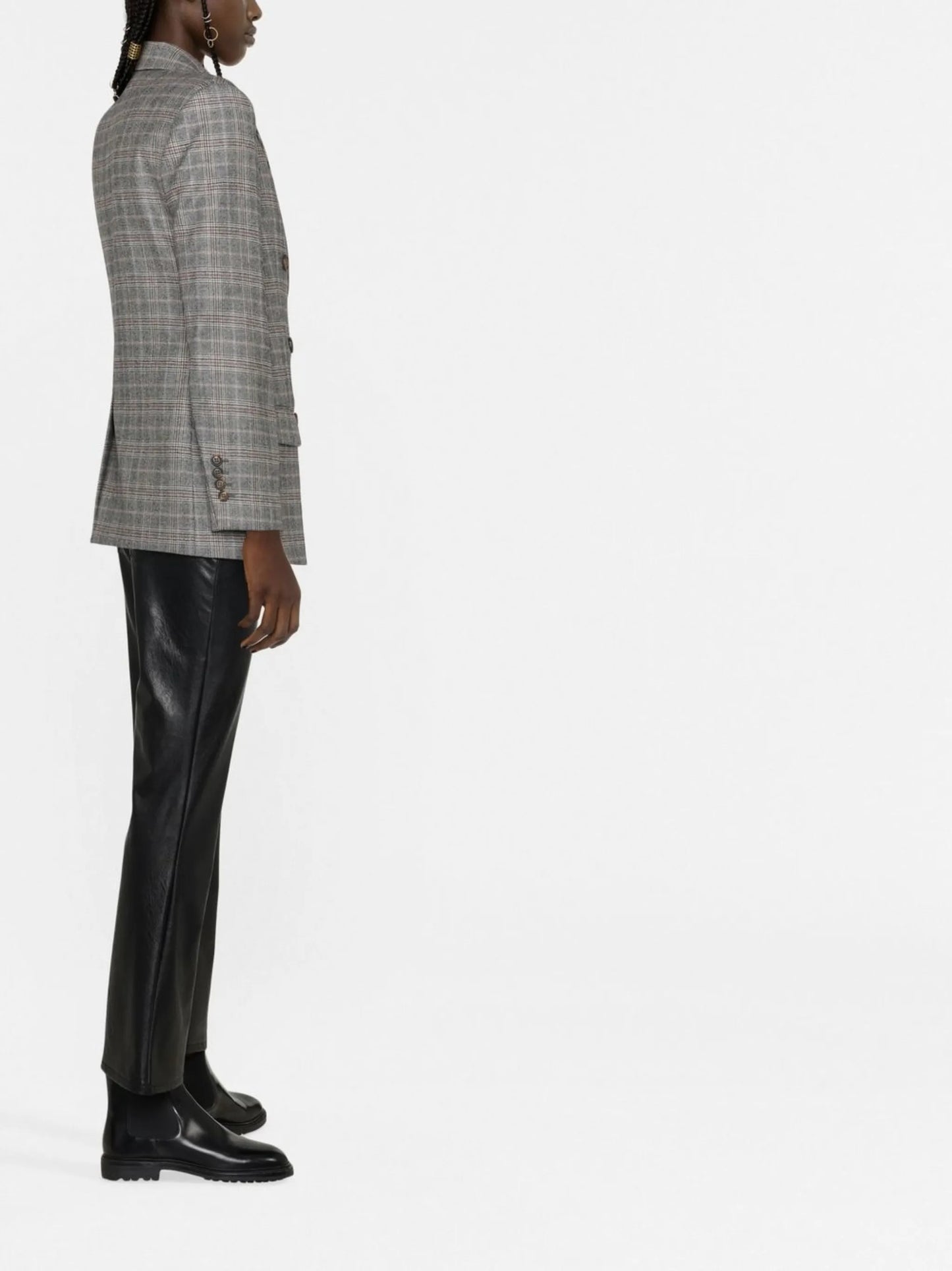 check-pattern double-breasted blazer