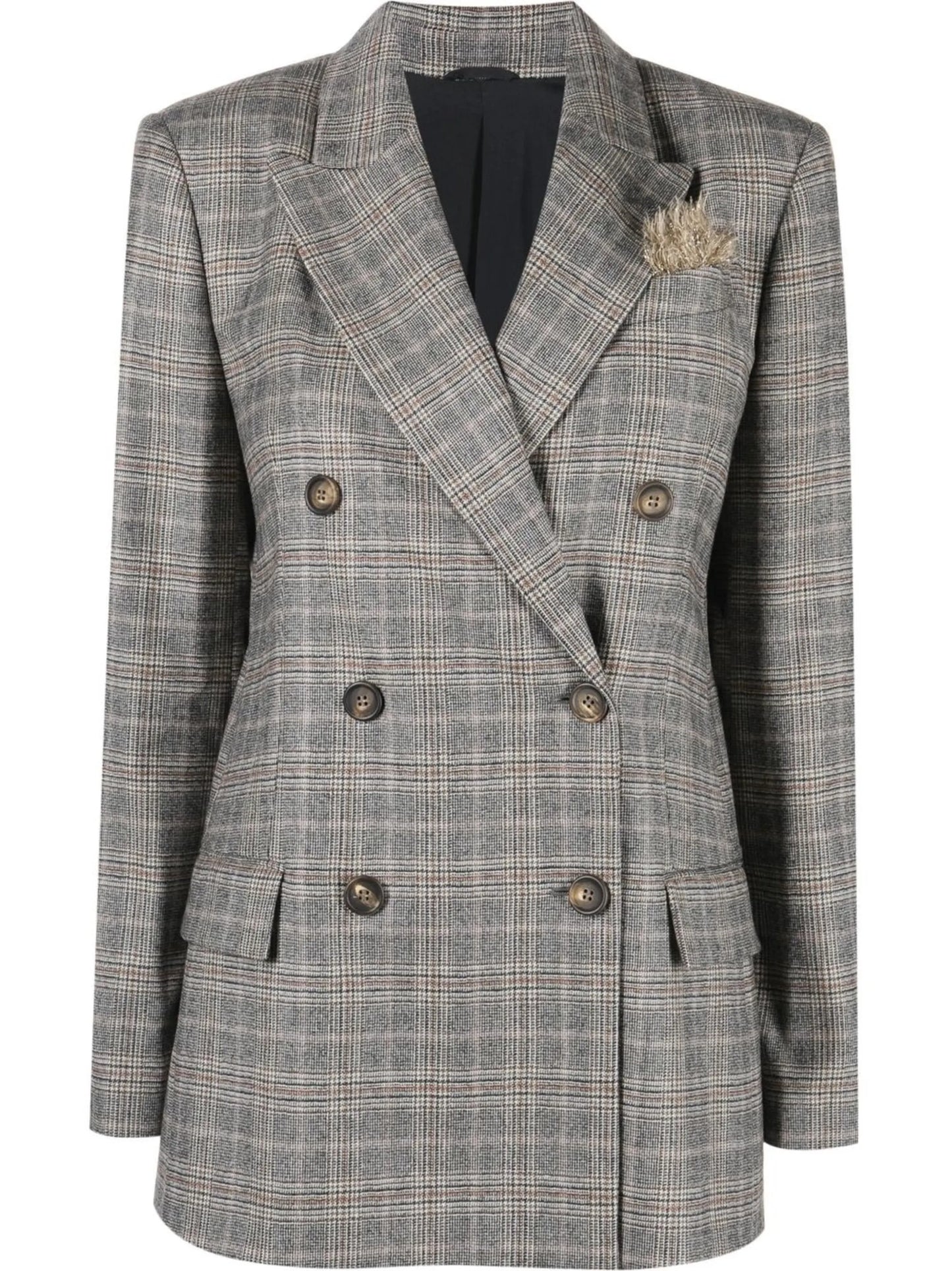 check-pattern double-breasted blazer