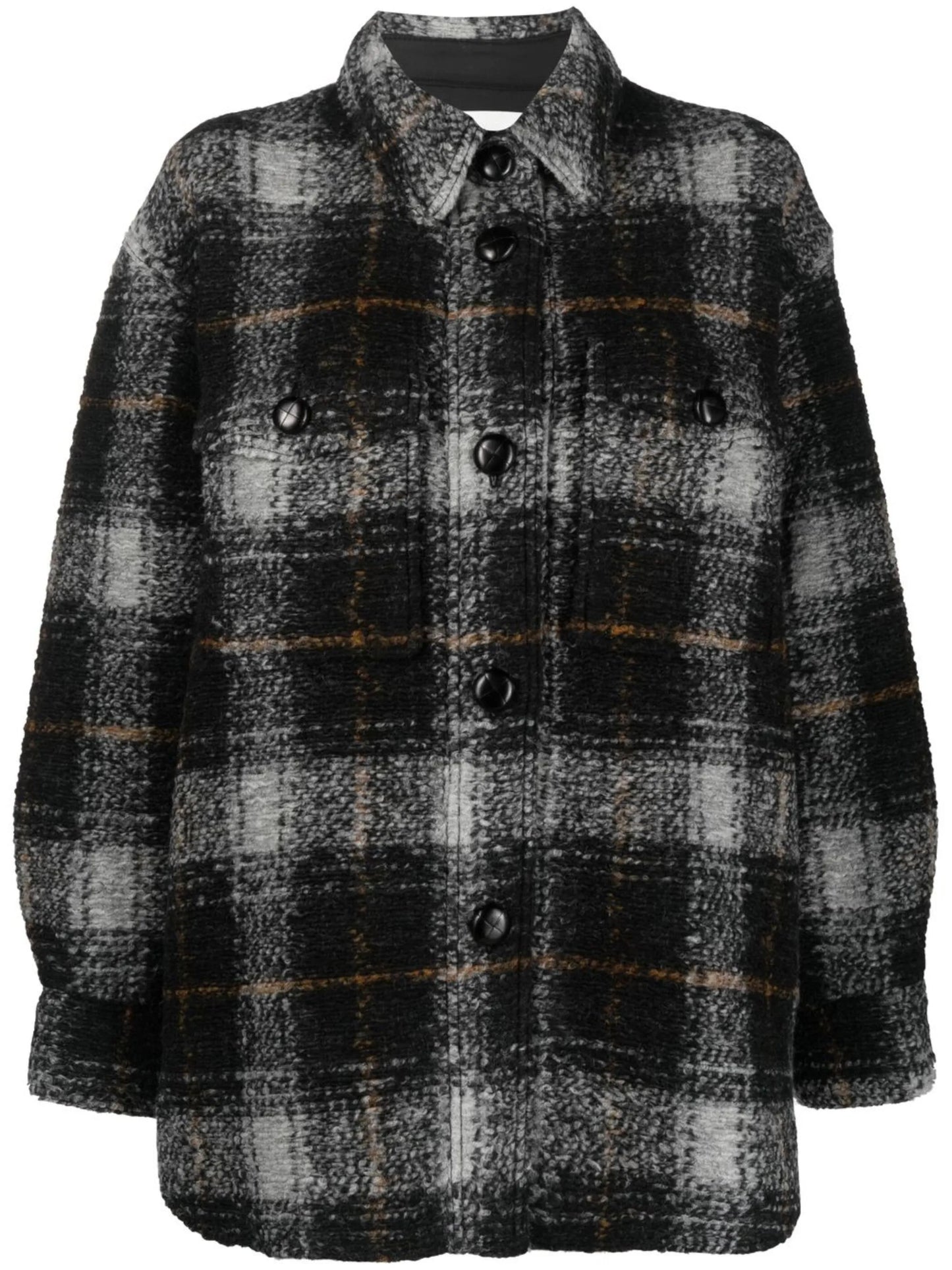 checked wool-blend felt overshirt
