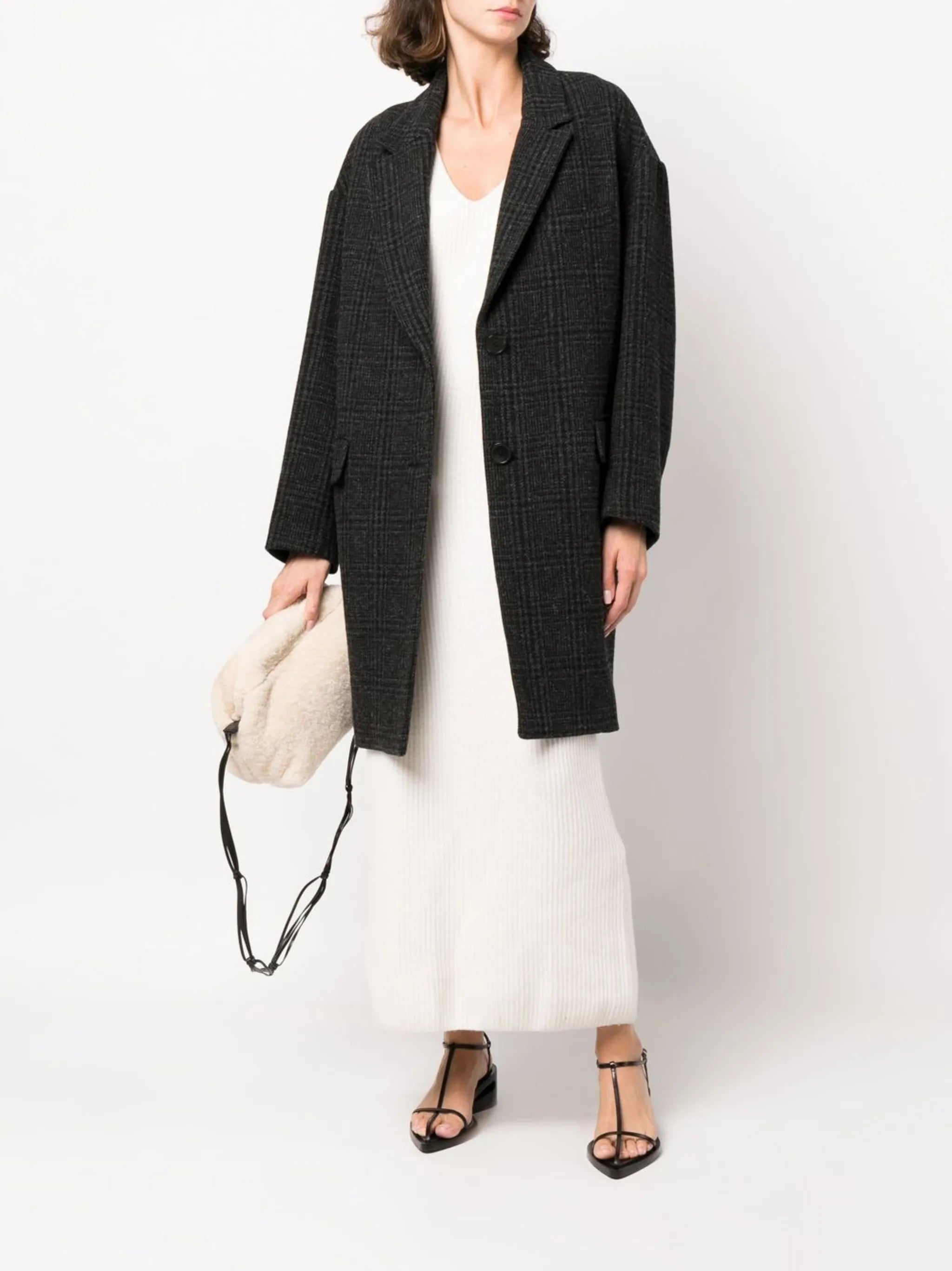 single-breasted herringbone coat