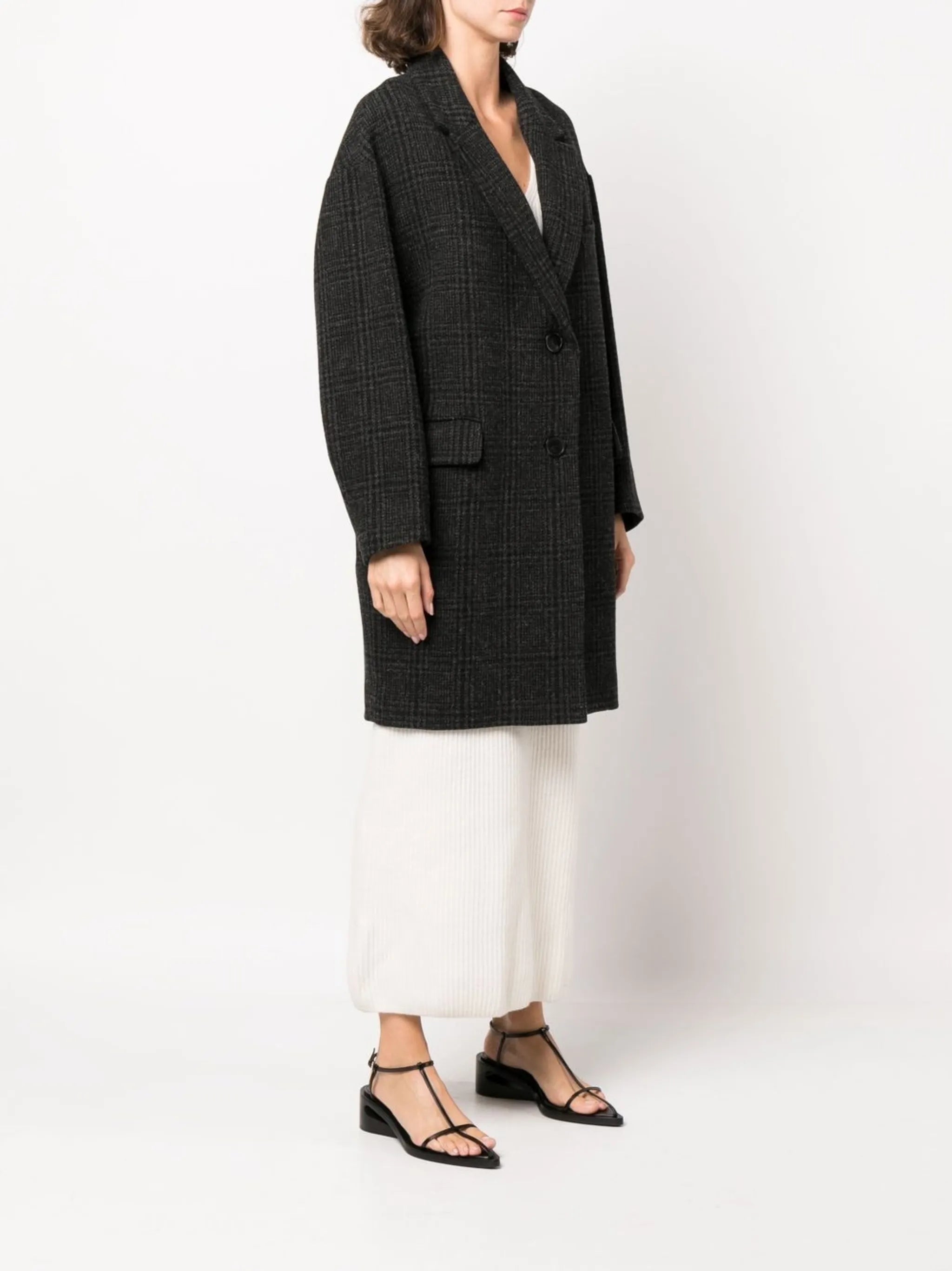 single-breasted herringbone coat