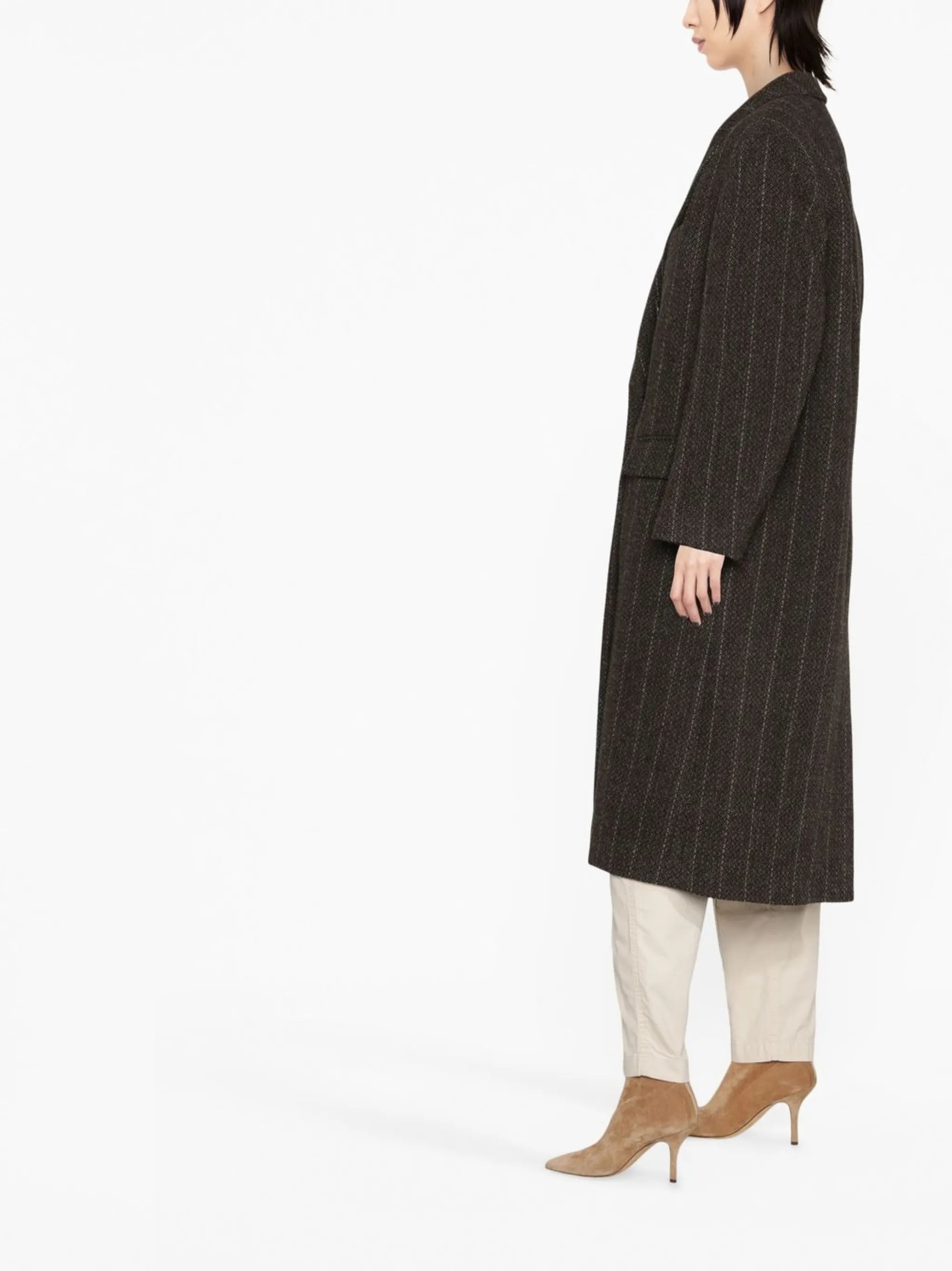 mid-length pinstripe coat