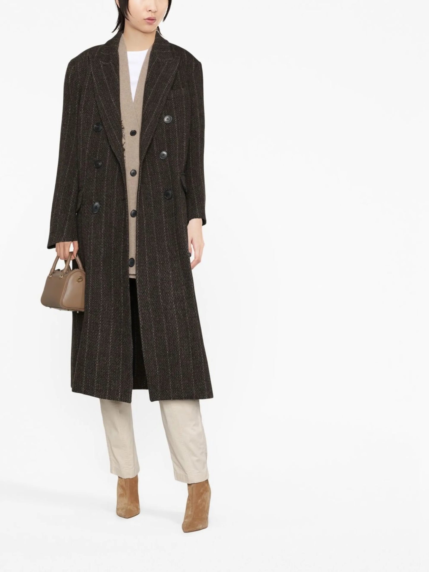 mid-length pinstripe coat