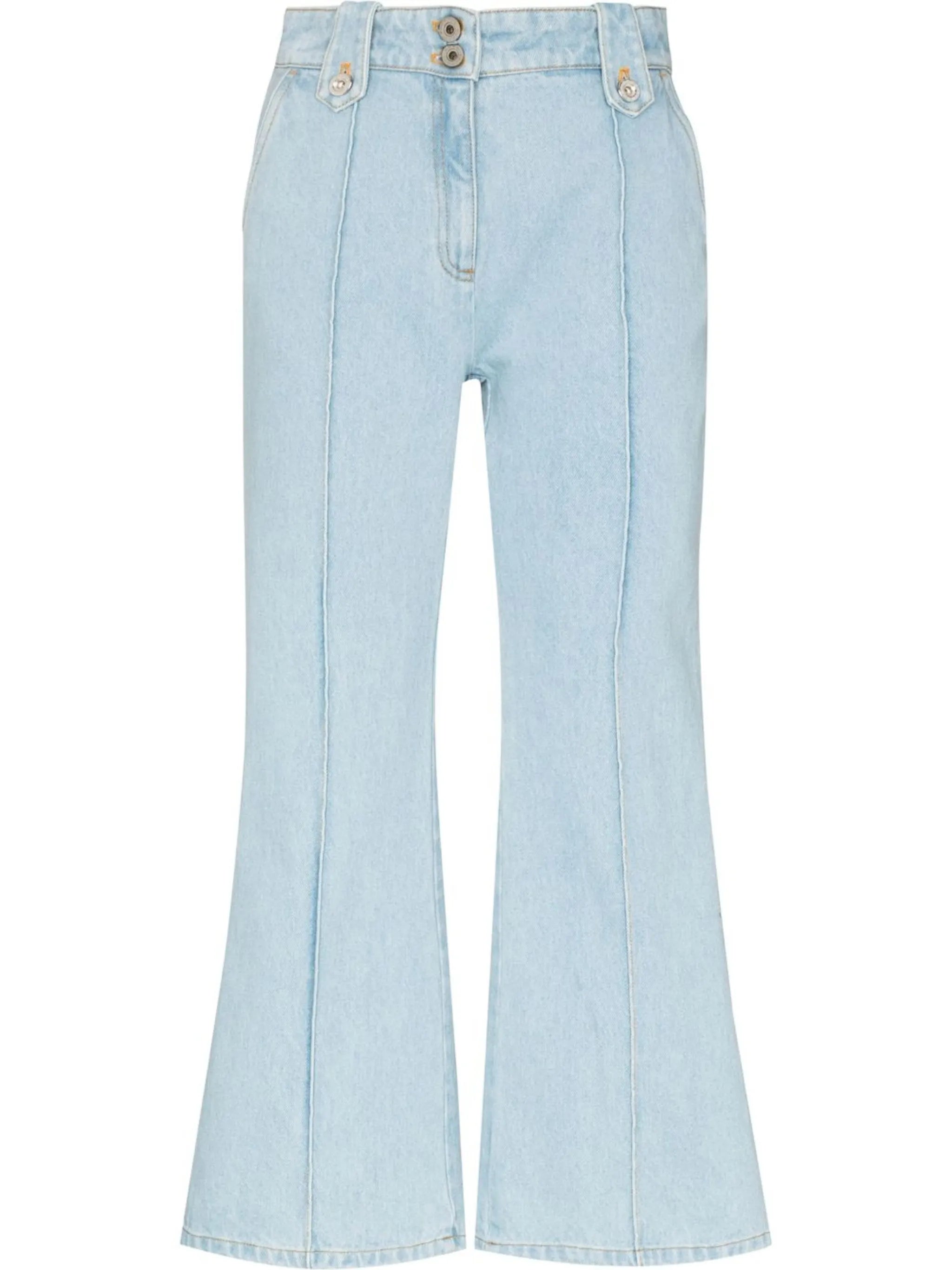flared cropped denim jeans