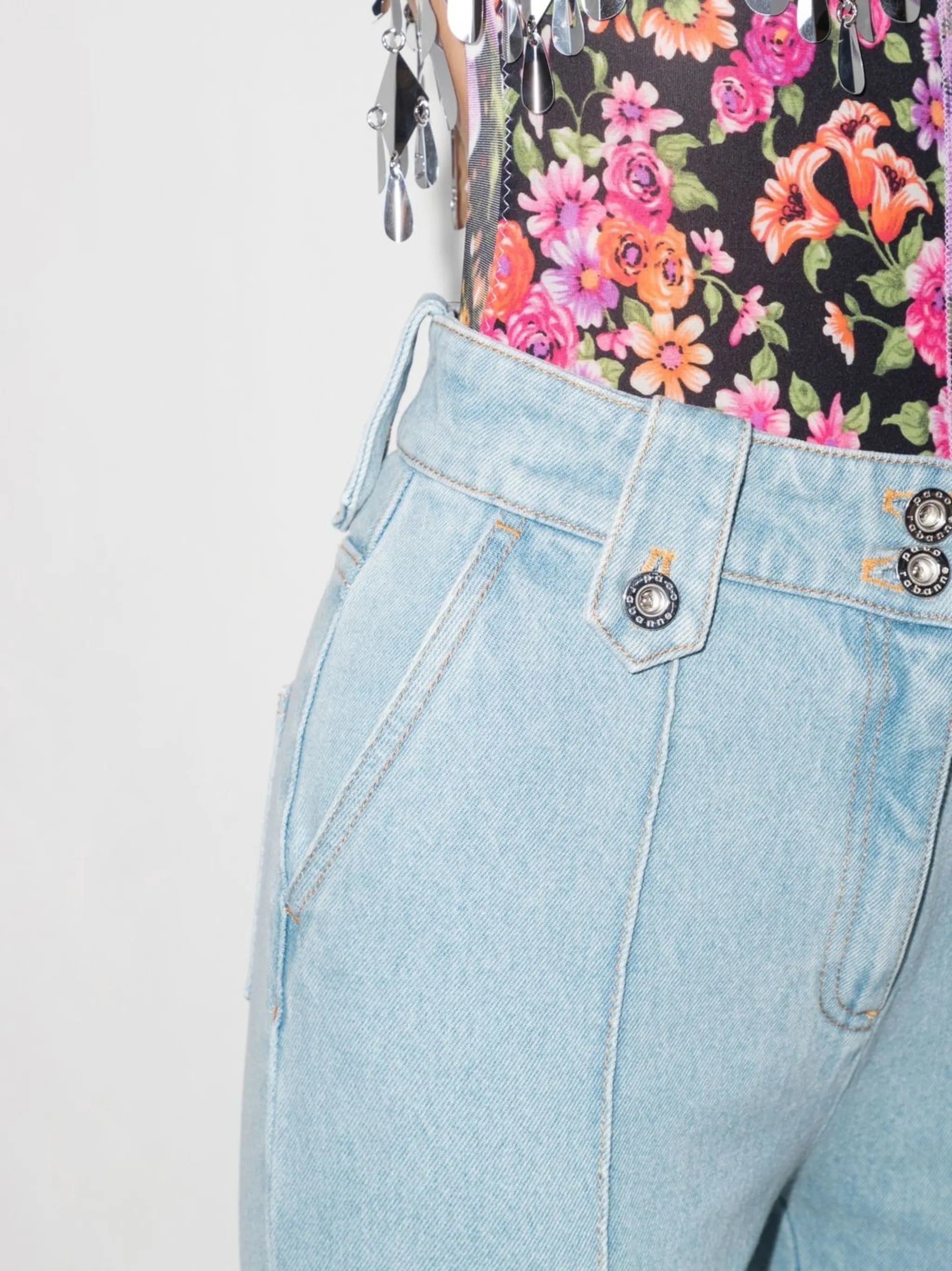 flared cropped denim jeans
