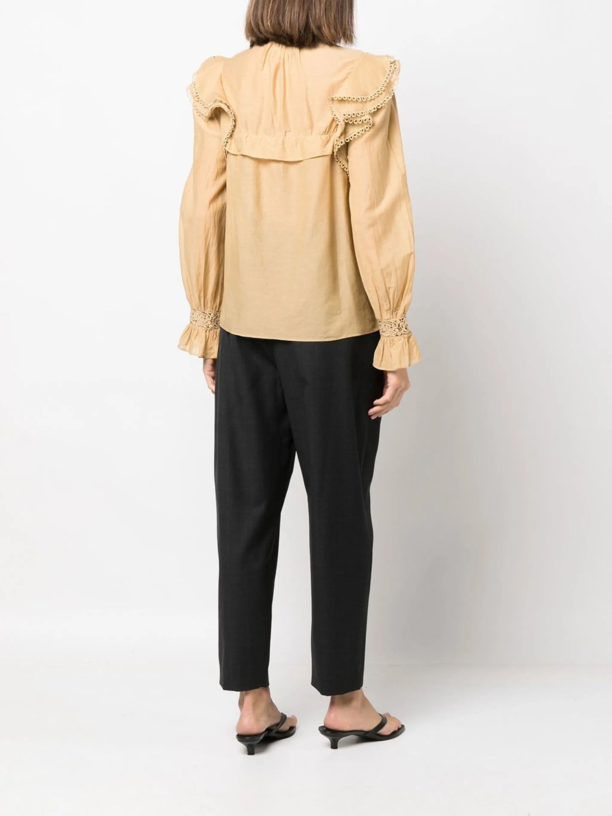 ruffle-trim long-sleeve blouse