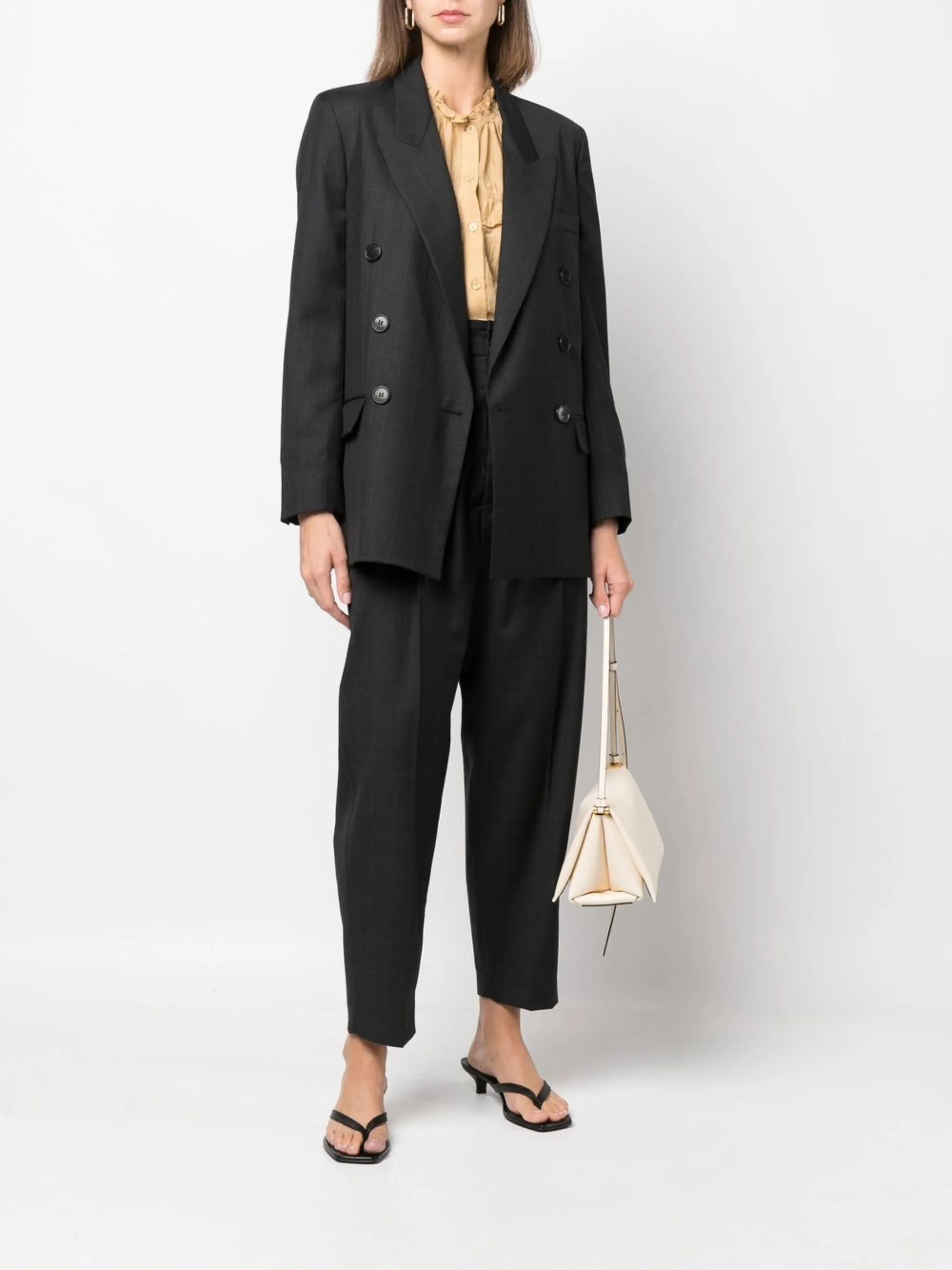 ruffle-trim long-sleeve blouse