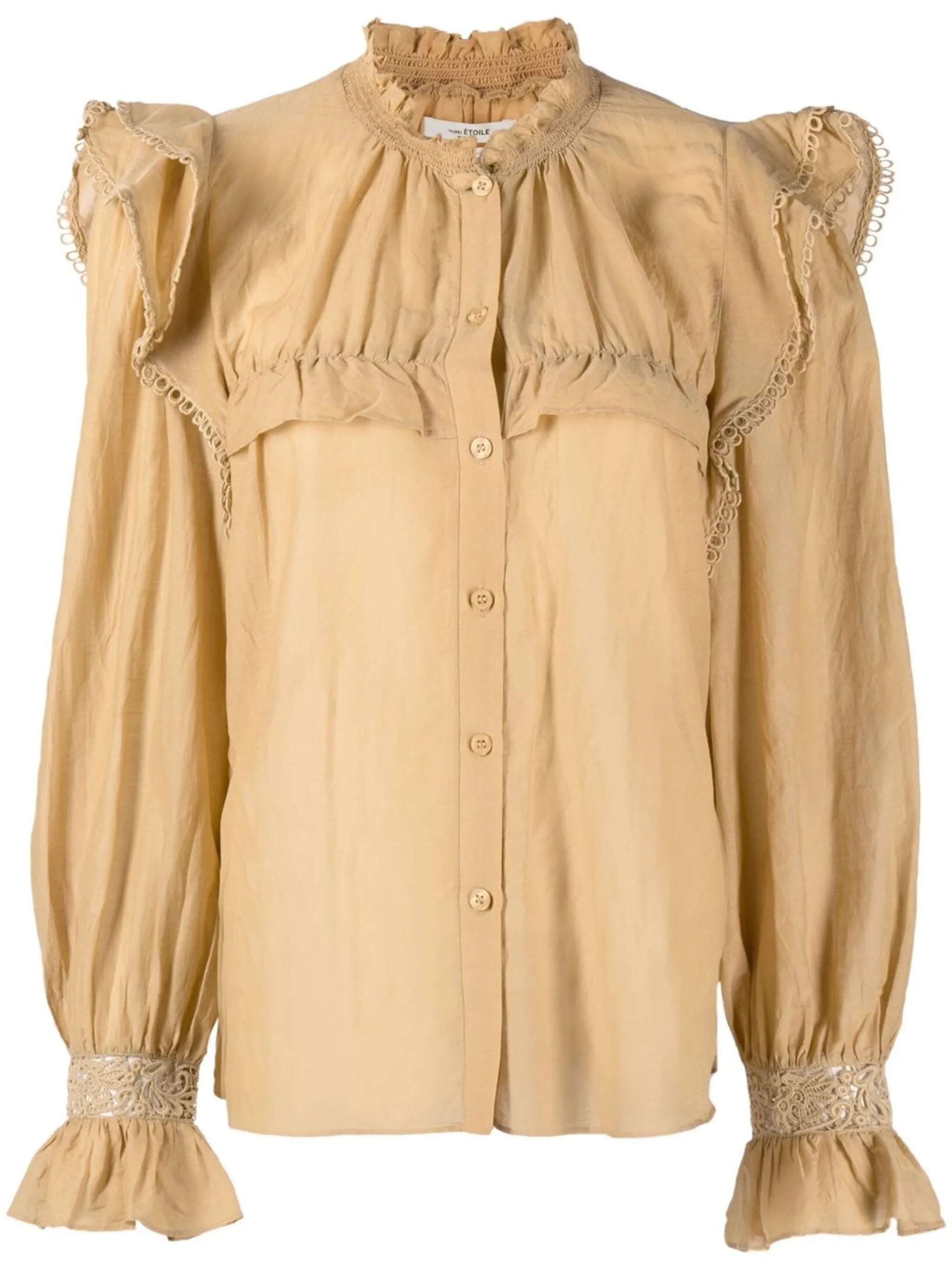 ruffle-trim long-sleeve blouse