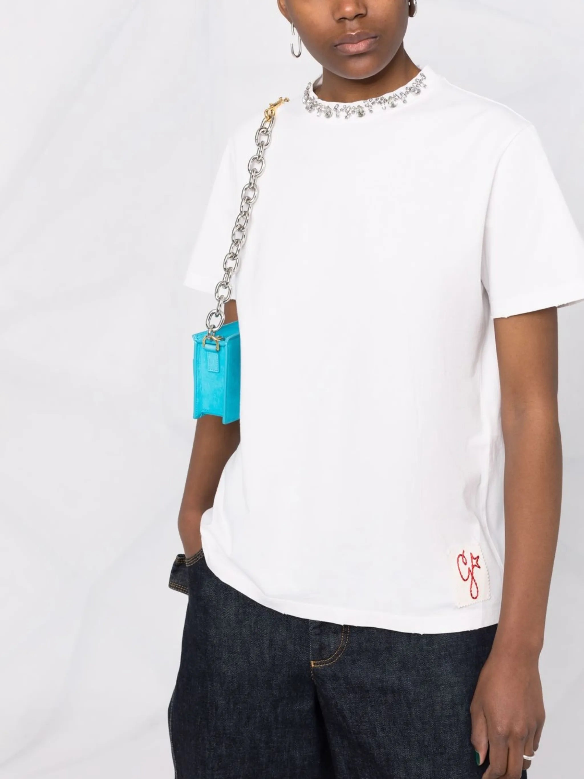 crystal-embellished short-sleeve T-shirt