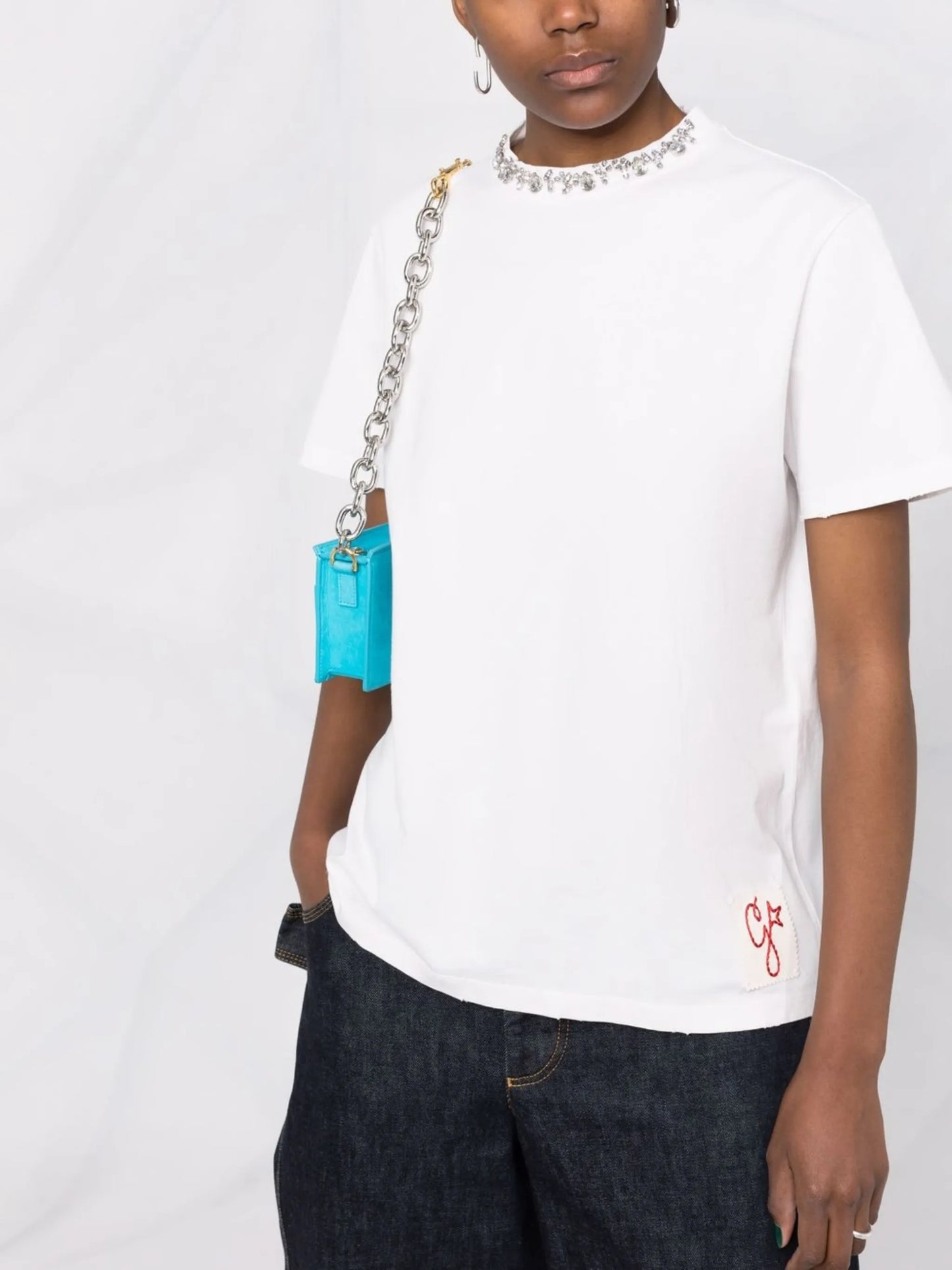 crystal-embellished short-sleeve T-shirt