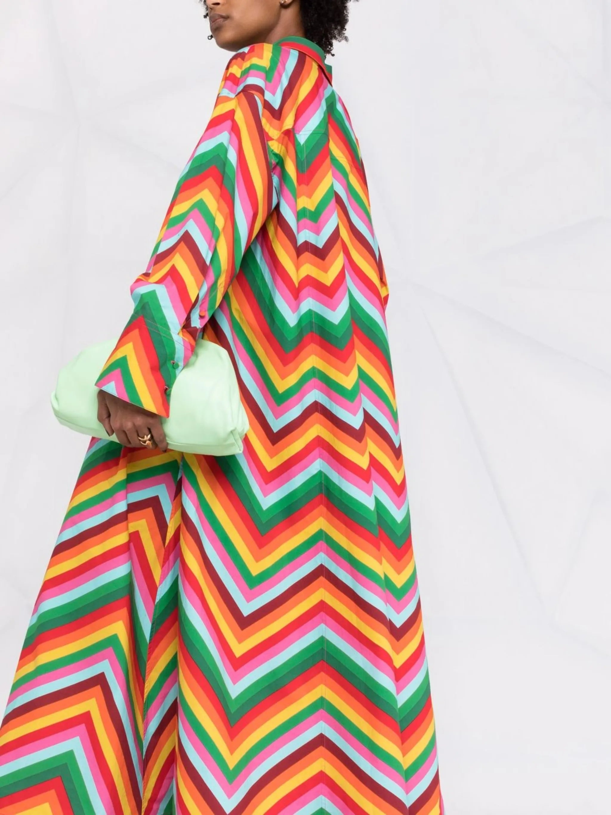 chevron print shirt maxi dress