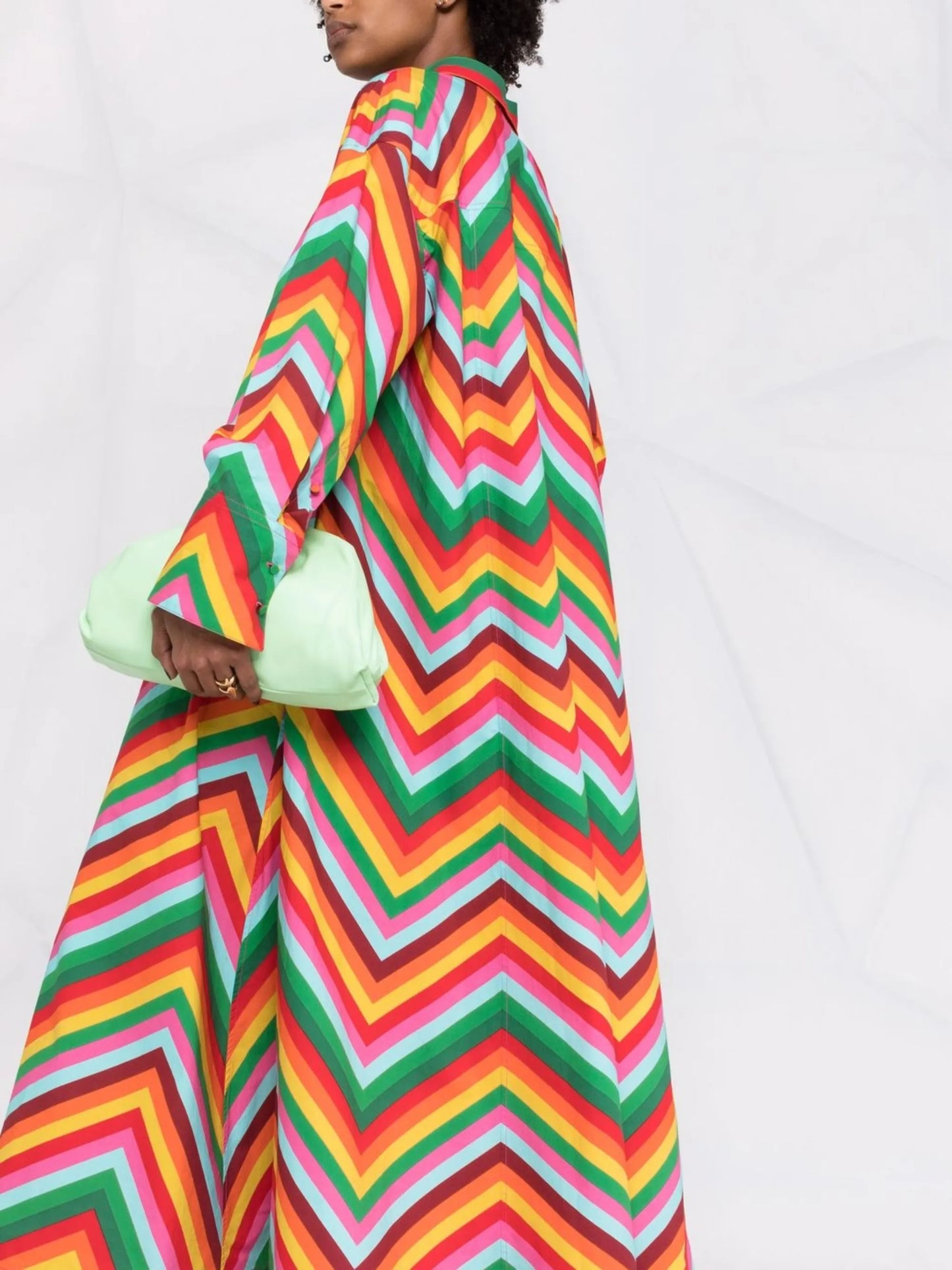 chevron print shirt maxi dress