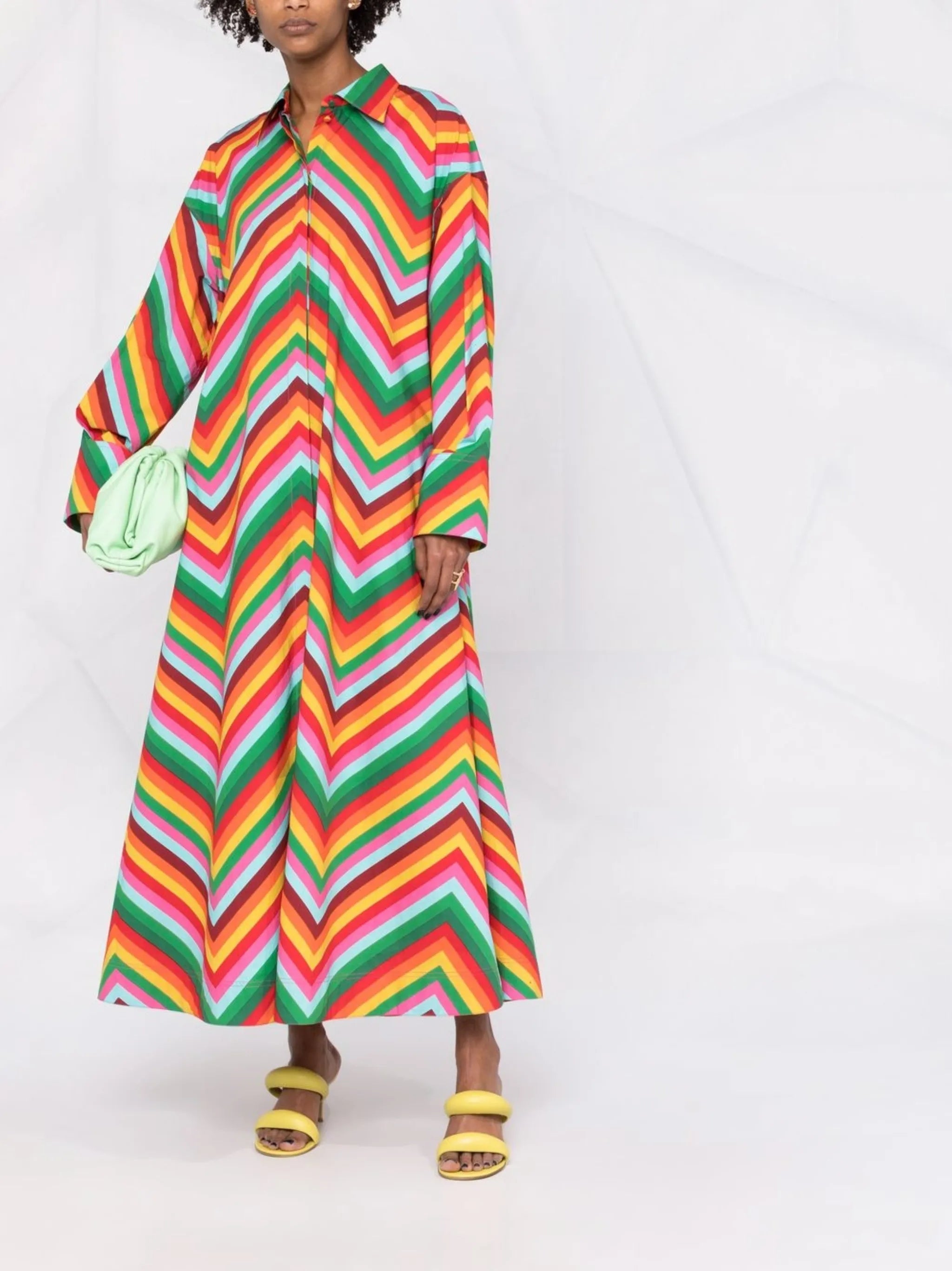 chevron print shirt maxi dress