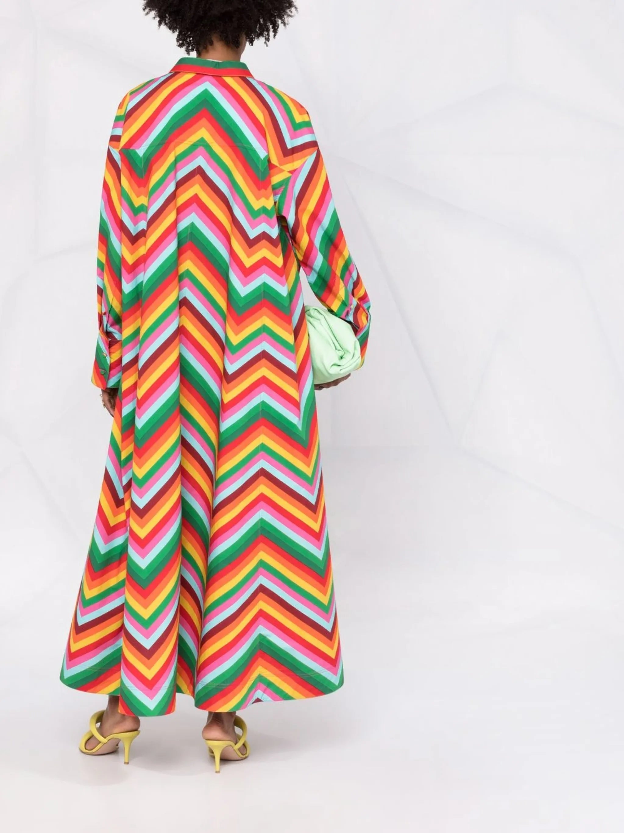 chevron print shirt maxi dress